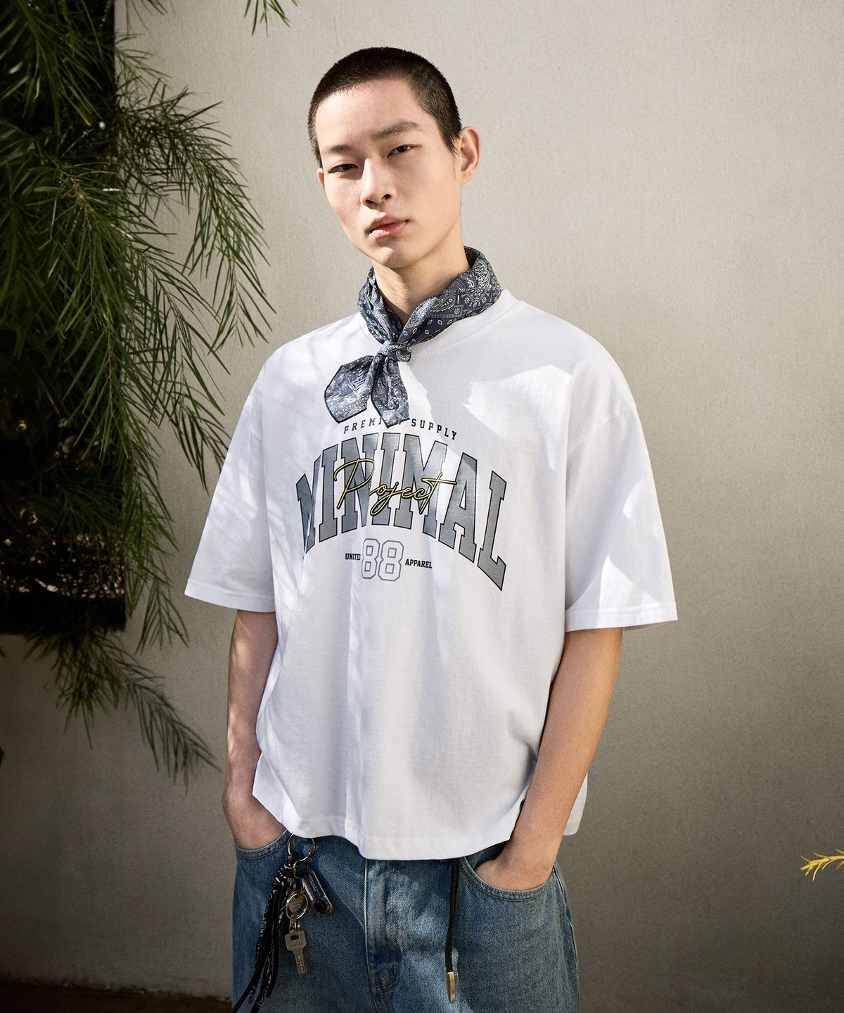 미니멀프로젝트(MINIMALPROJECT) 88 아치 로고 오버핏 반팔티셔츠 MST150C [WHITE]