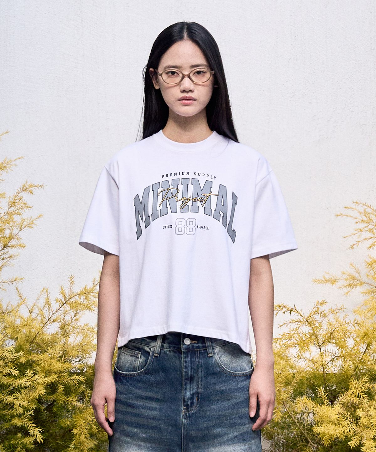미니멀프로젝트(MINIMALPROJECT) 88 아치 로고 오버핏 반팔티셔츠 MST150C [WHITE]
