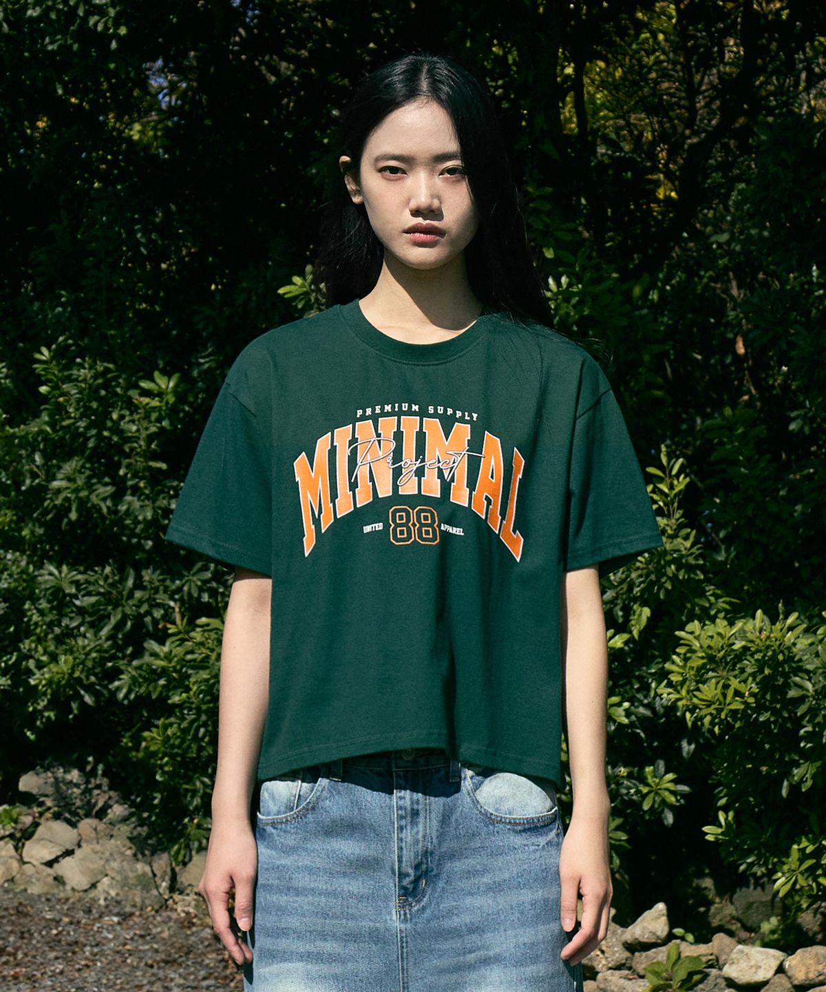 미니멀프로젝트(MINIMALPROJECT) 88 아치 로고 오버핏 반팔티셔츠 MST150C [GREEN]