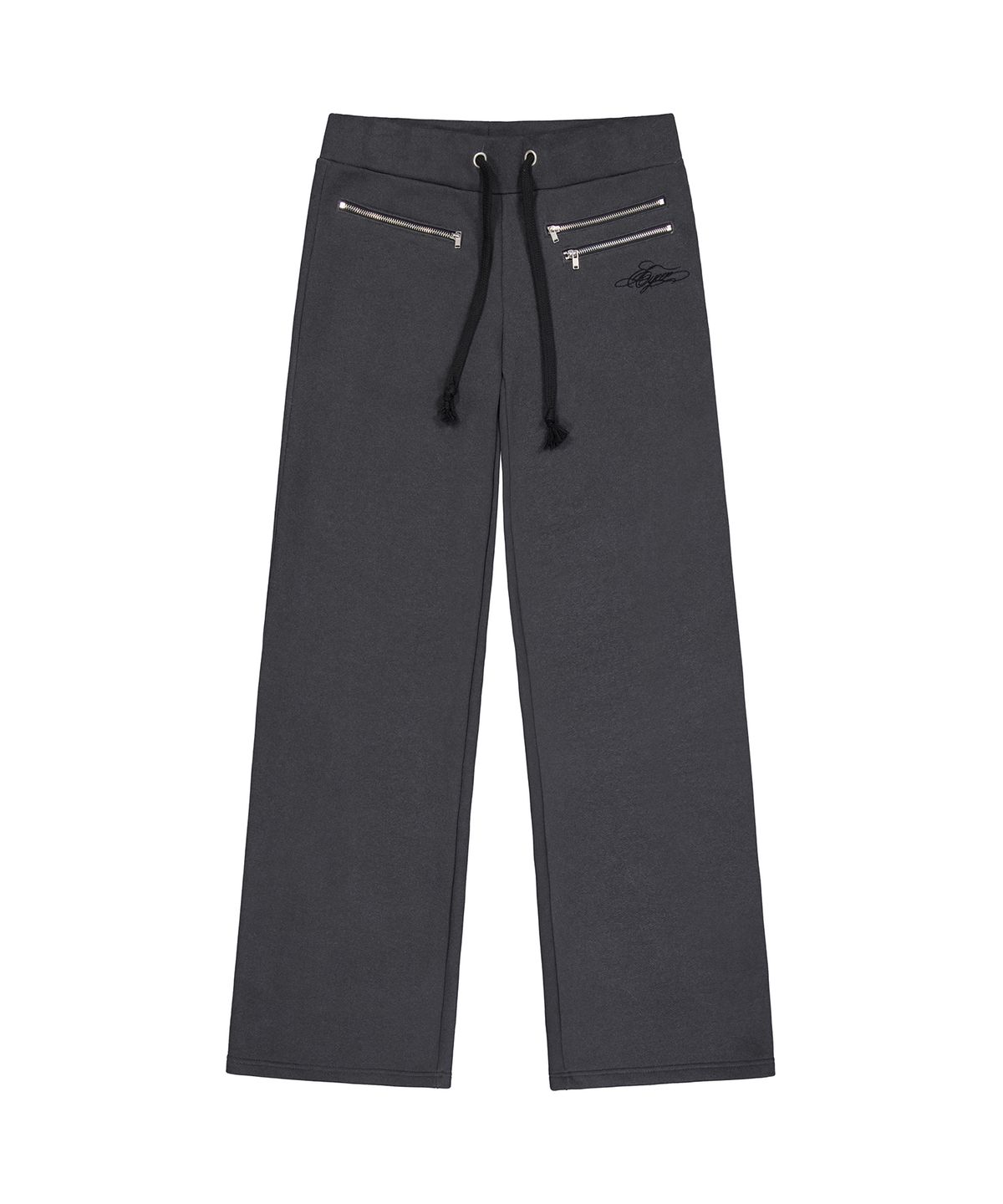 이와이이알(EYEER) Script Logo Zipper Low Rise Training Pants - Charcoal