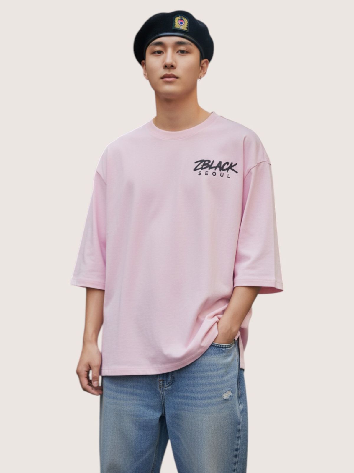지블랙(ZBLACK) 패션위크 시티 서울 7부 티셔츠(PINK)