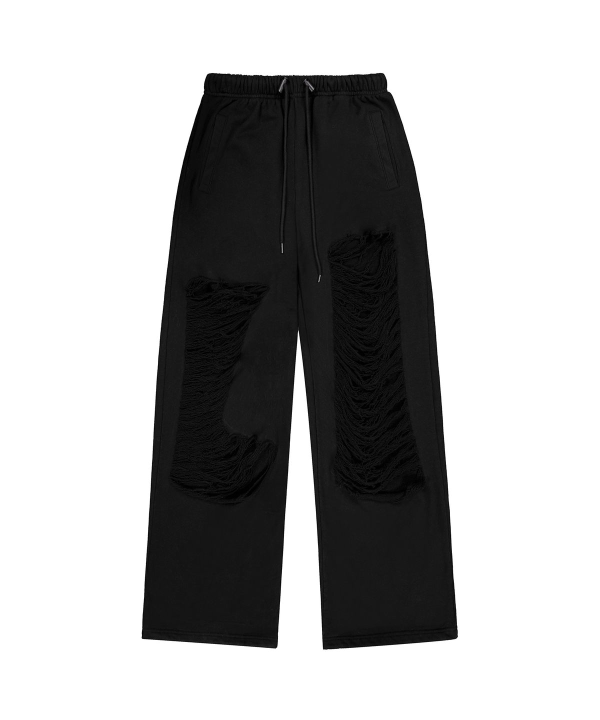 이와이이알(EYEER) Script Logo Damage Sweatpants - Black