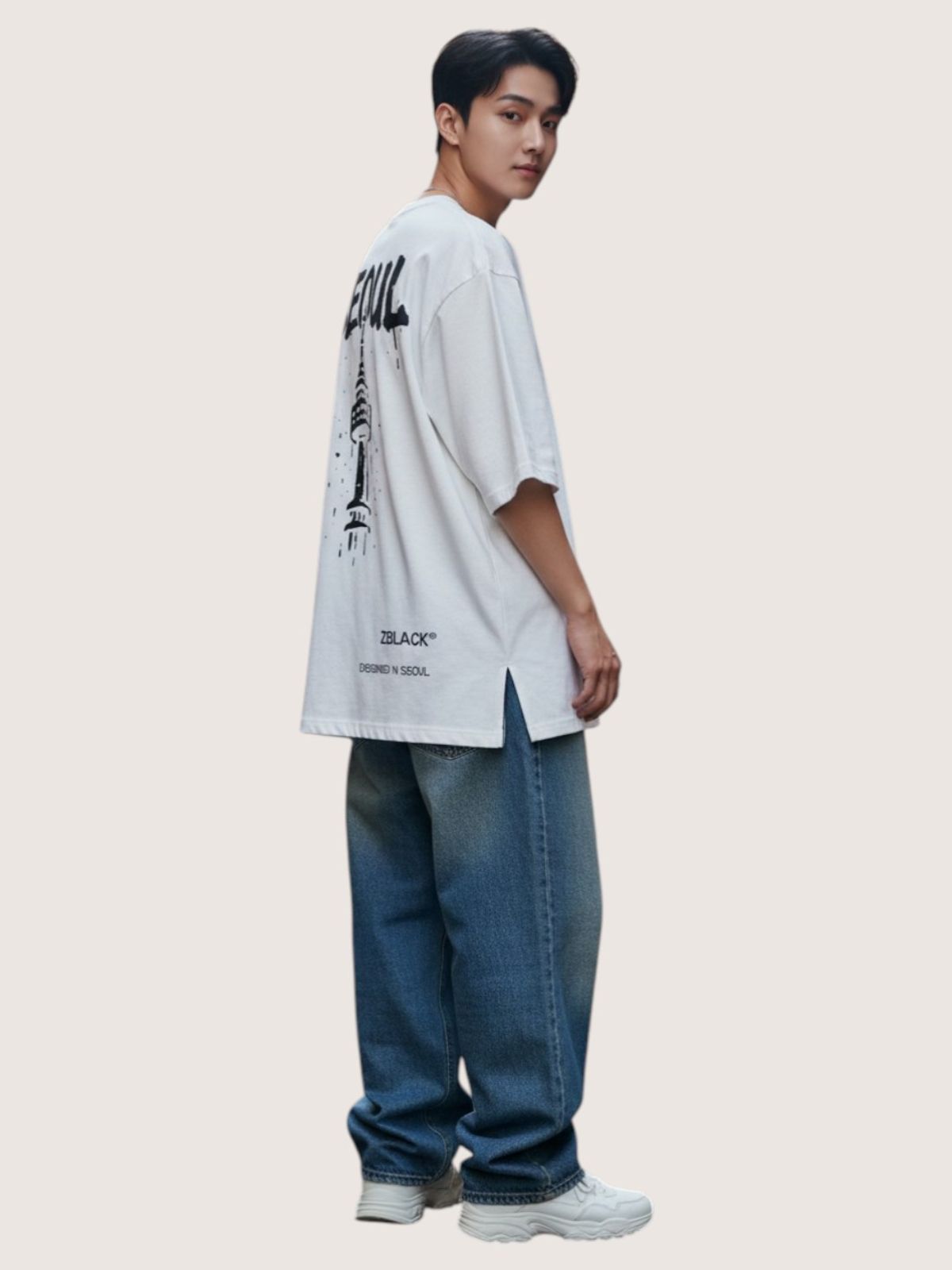 지블랙(ZBLACK) 패션위크 시티 서울 7부 티셔츠(WHITE)