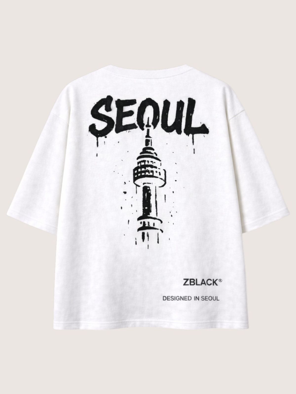 지블랙(ZBLACK) 패션위크 시티 서울 7부 티셔츠(WHITE)