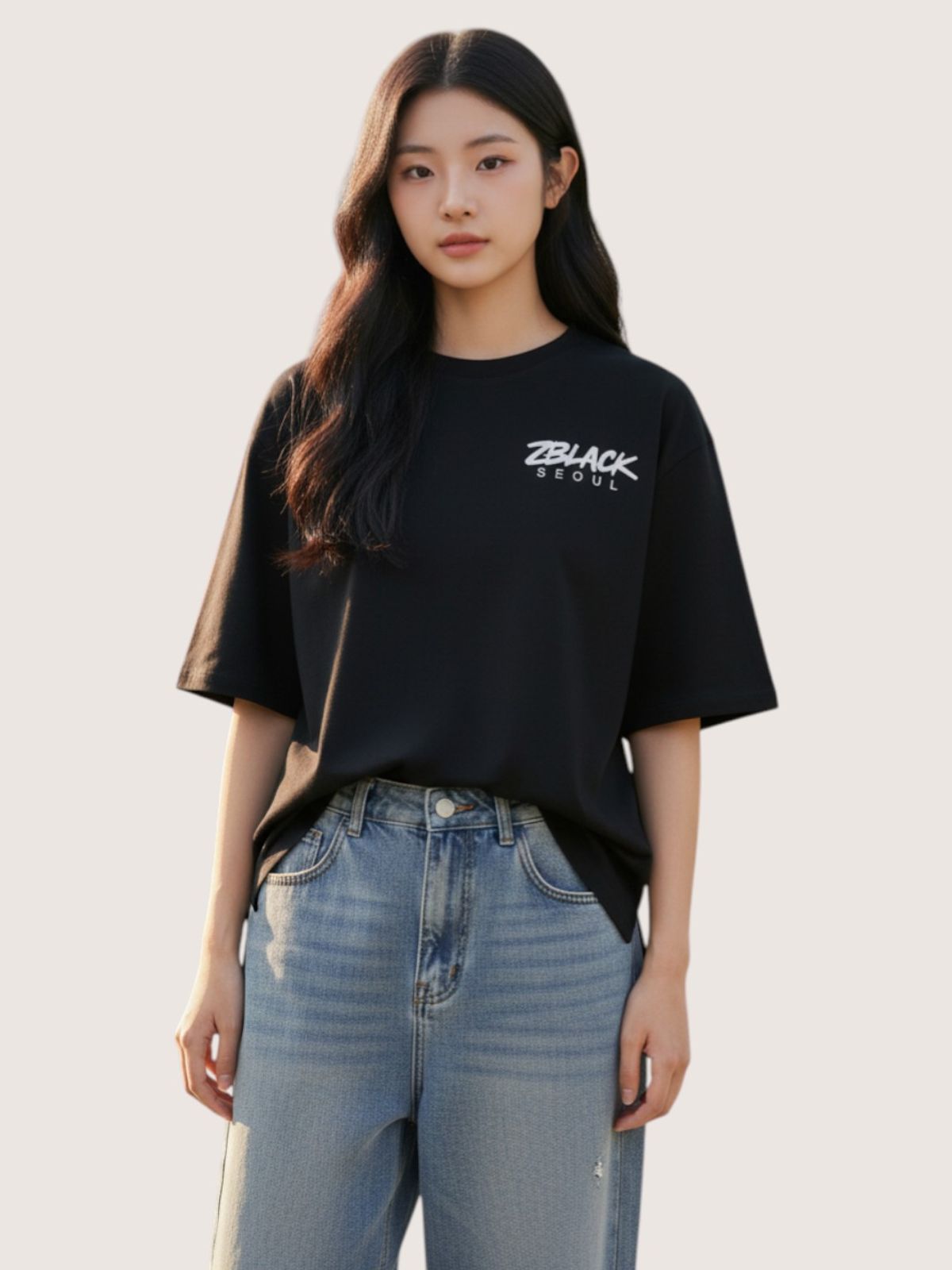 지블랙(ZBLACK) 패션위크 시티 서울 7부 티셔츠(BLACK)
