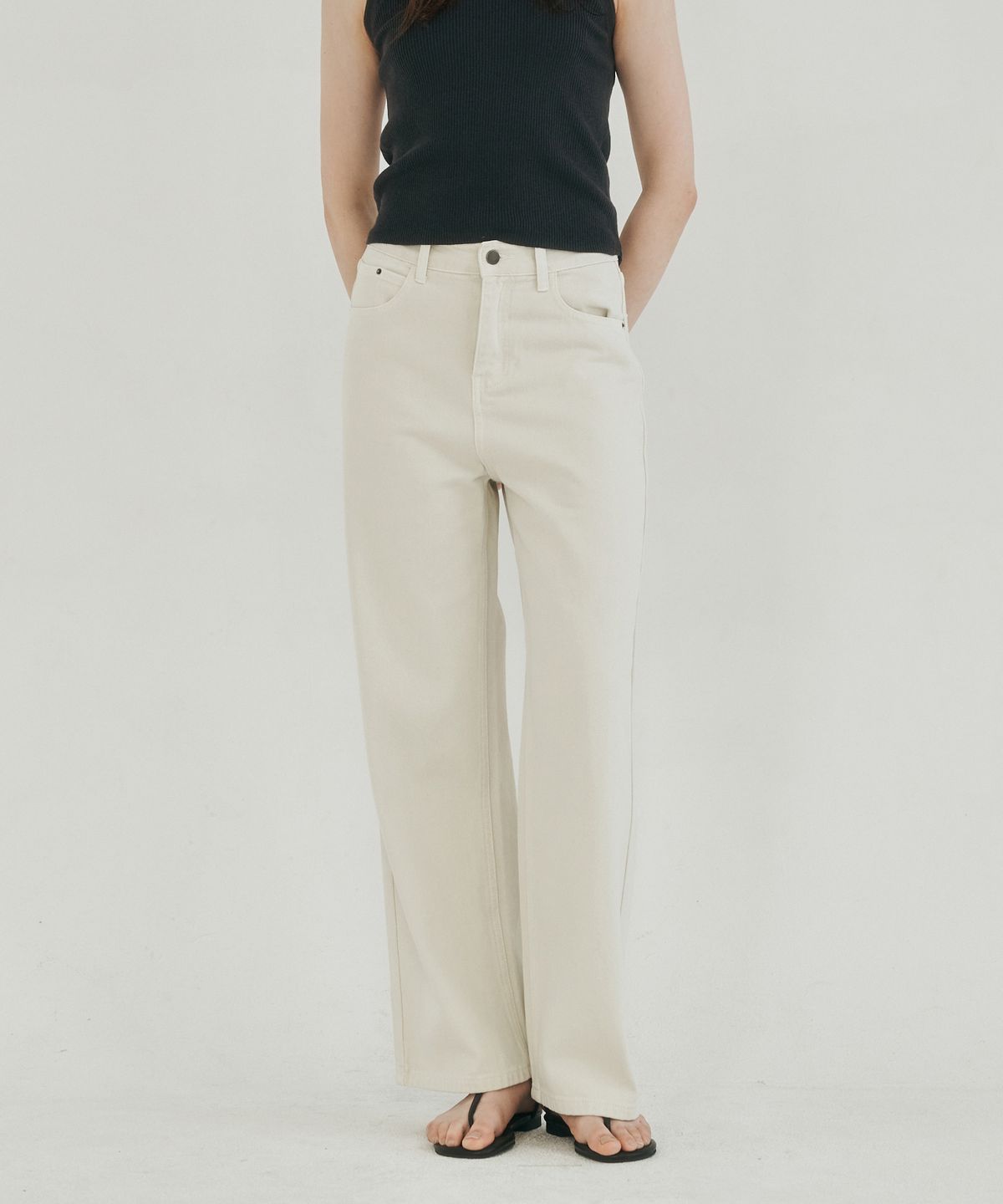 로시로우(LOSSYROW) Calm line semi wide denim beige