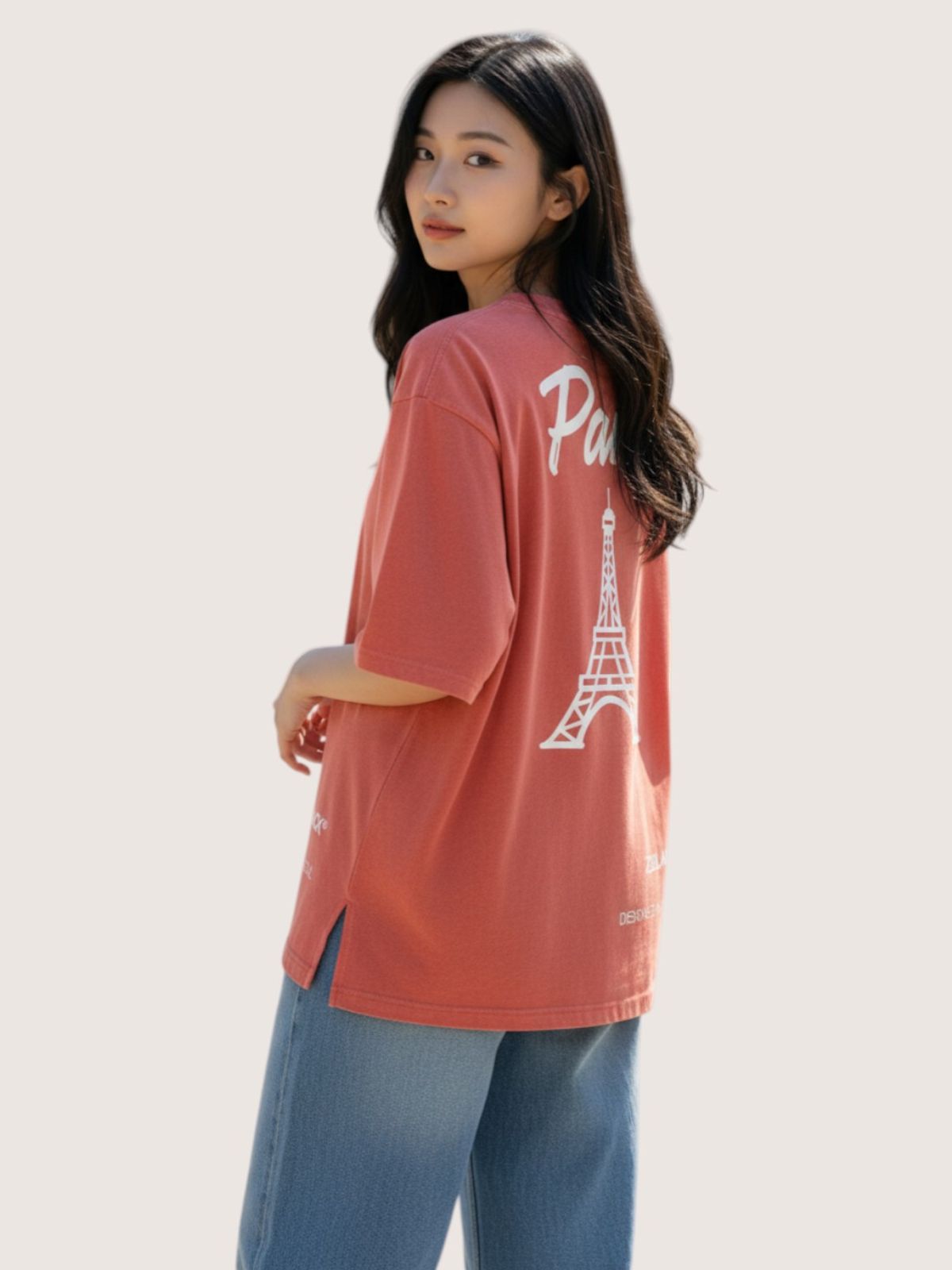 지블랙(ZBLACK) 패션위크 시티 파리 7부 티셔츠(CORAL)