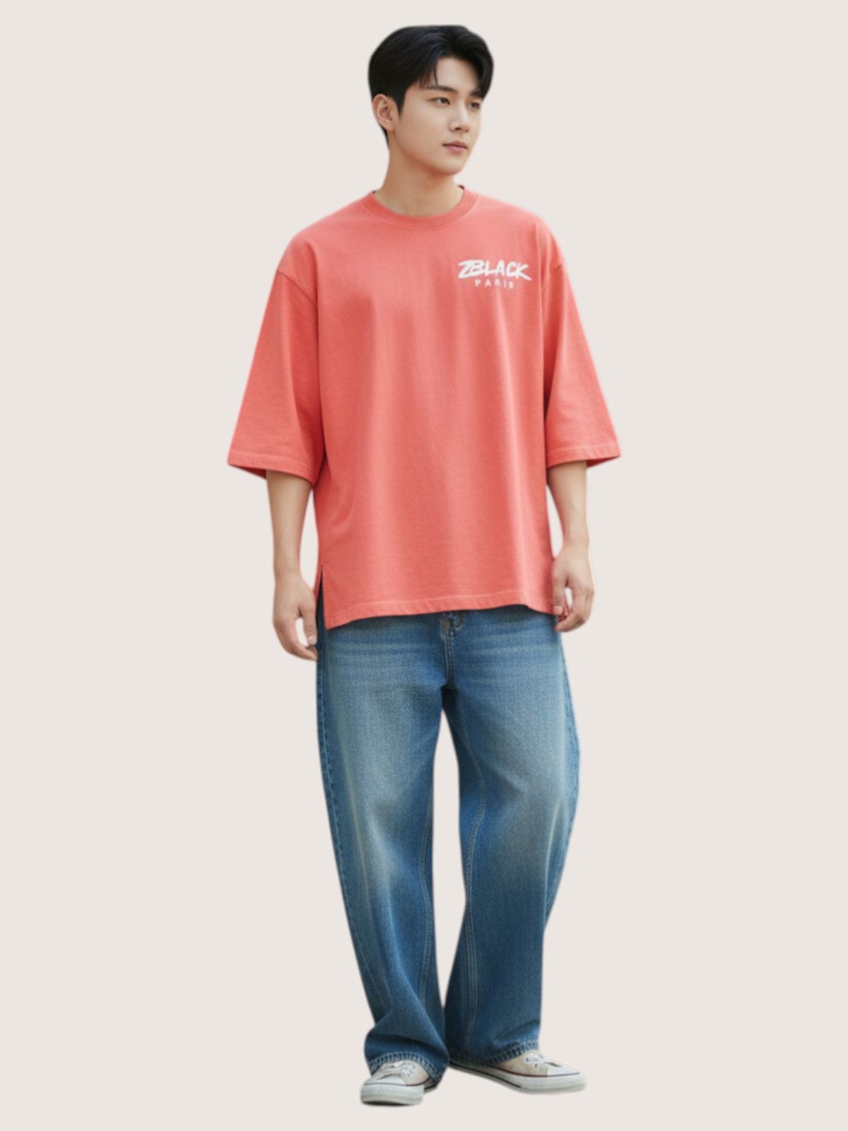 지블랙(ZBLACK) 패션위크 시티 파리 7부 티셔츠(CORAL)