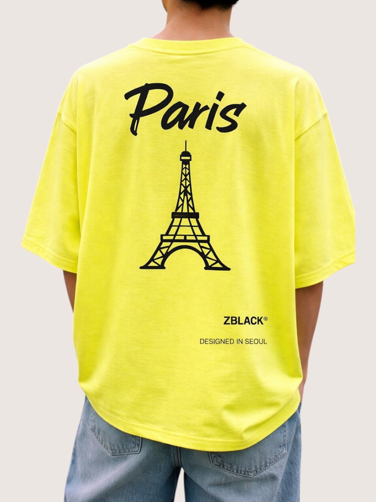 지블랙(ZBLACK) 패션위크 시티 파리 7부 티셔츠(NEON YELLOW)