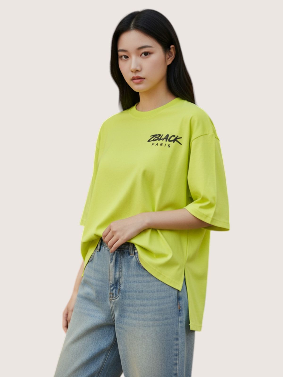 지블랙(ZBLACK) 패션위크 시티 파리 7부 티셔츠(NEON YELLOW)