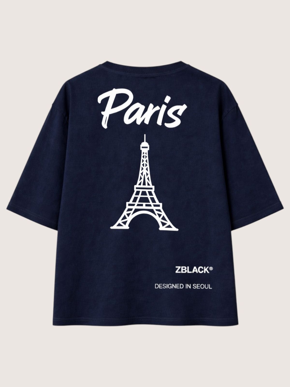 지블랙(ZBLACK) 패션위크 시티 파리 7부 티셔츠(NAVY)