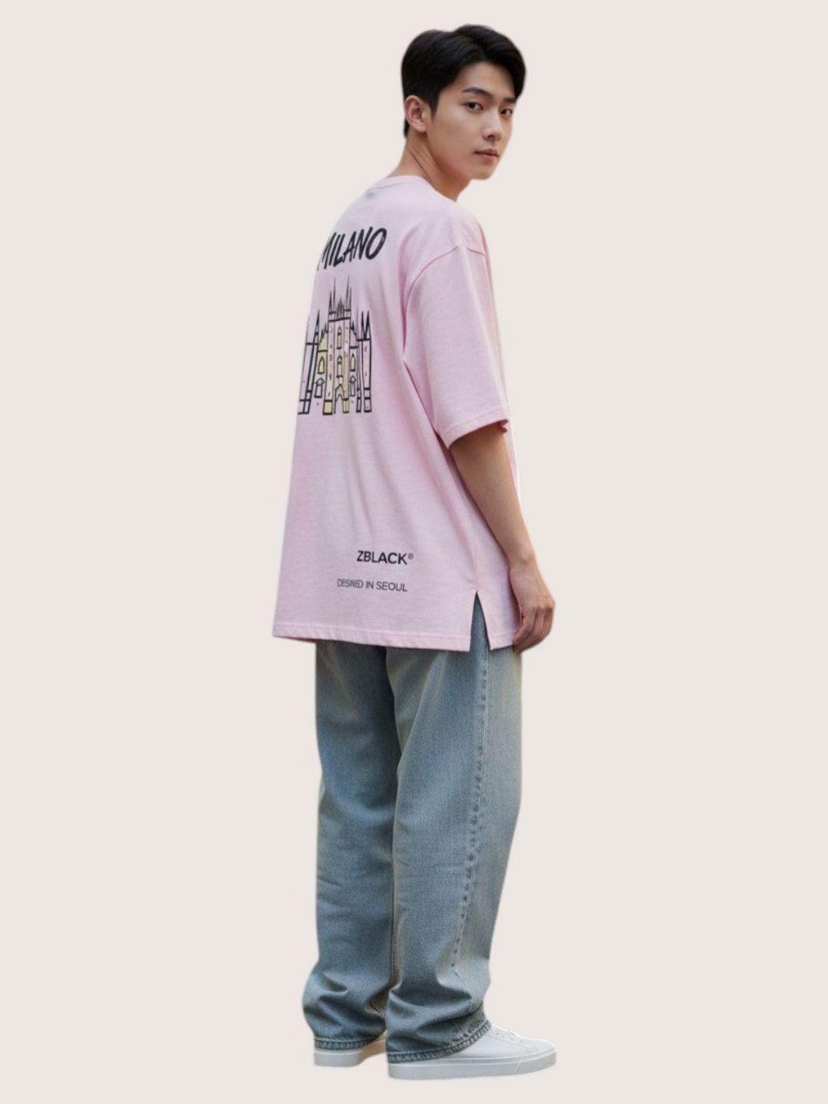 지블랙(ZBLACK) 패션위크 시티 밀라노 7부 티셔츠(PINK)