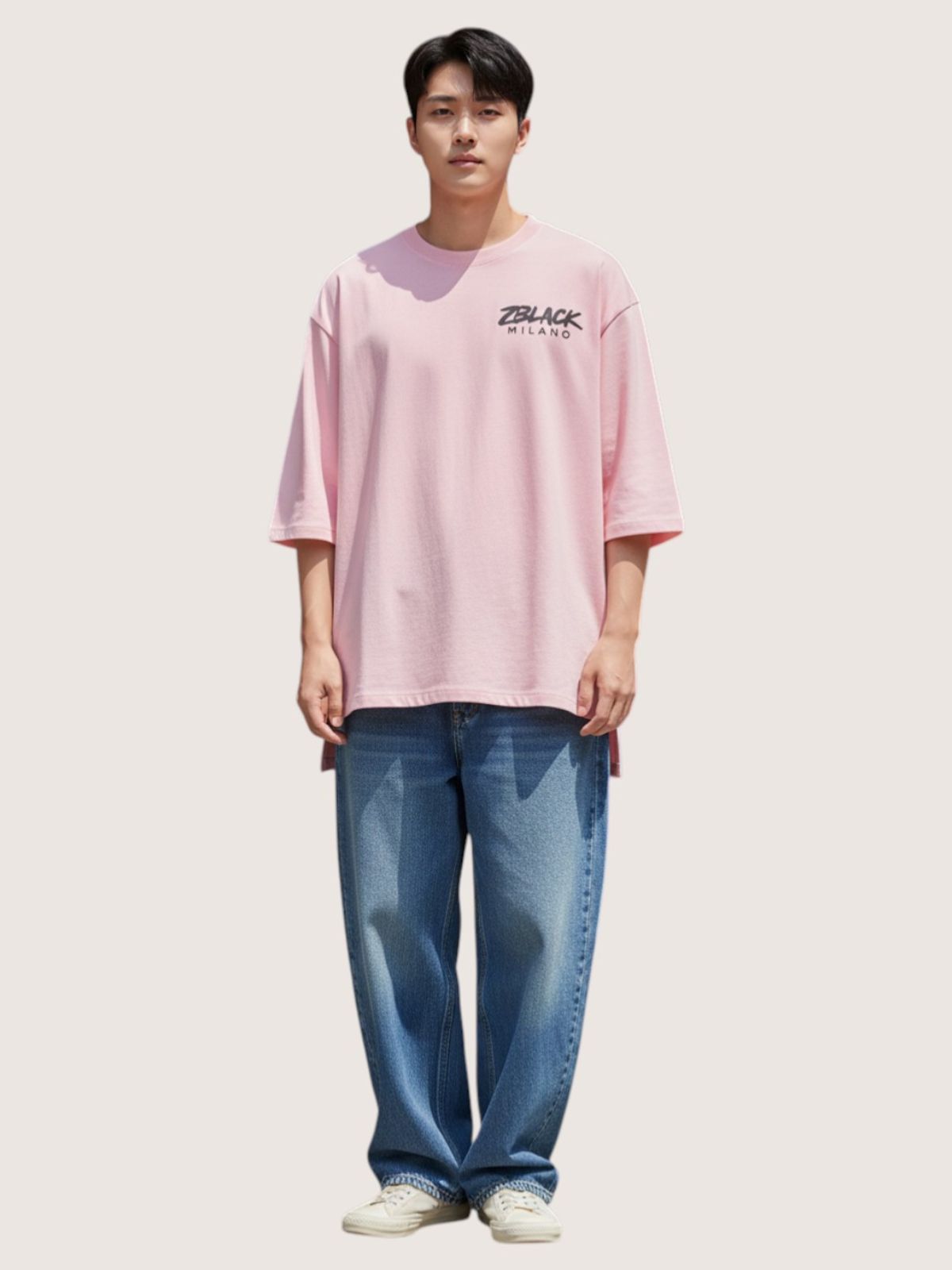 지블랙(ZBLACK) 패션위크 시티 밀라노 7부 티셔츠(PINK)