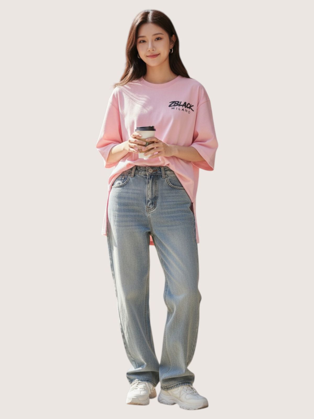 지블랙(ZBLACK) 패션위크 시티 밀라노 7부 티셔츠(PINK)