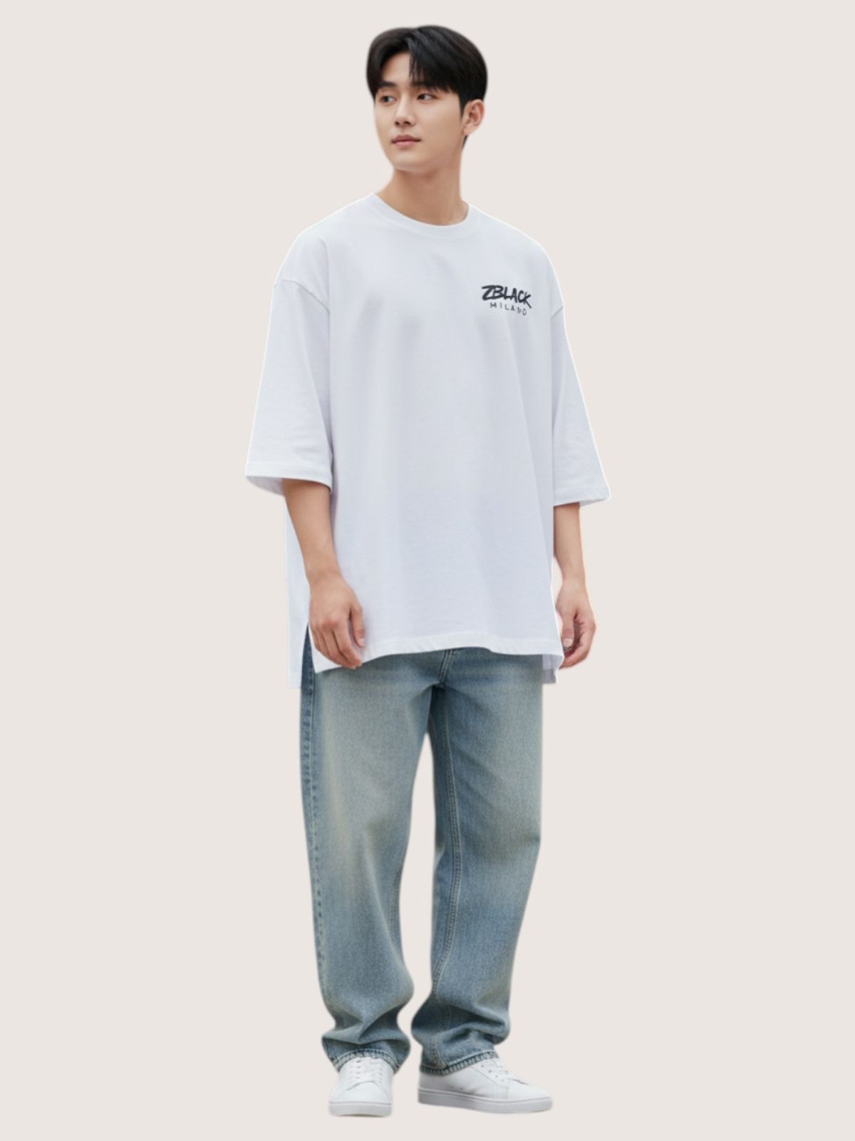 지블랙(ZBLACK) 패션위크 시티 밀라노 7부 티셔츠(WHITE)