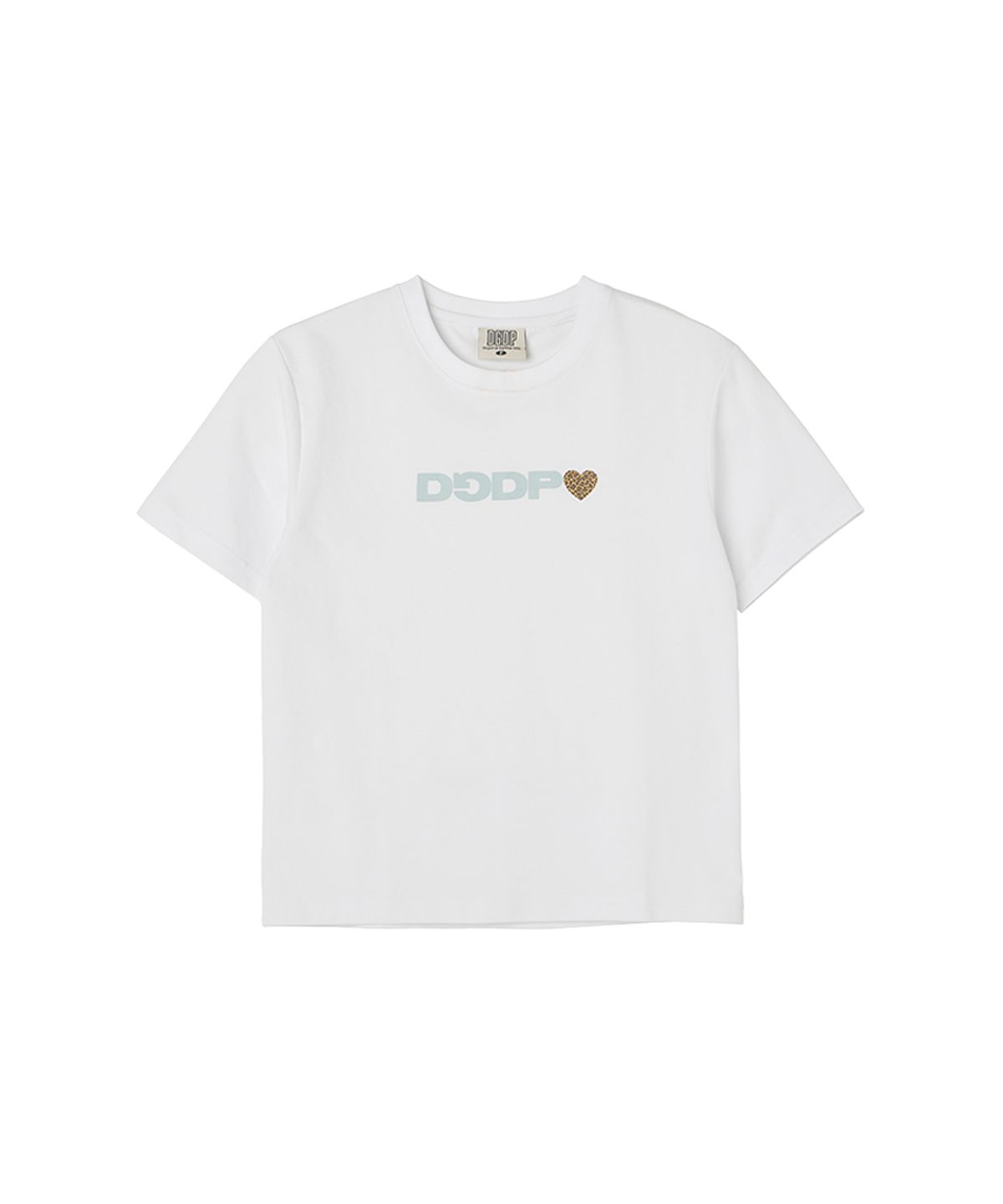 댕글드랍(DANGLEDROP) DGDP 레오파드 하트 세미크롭 반팔_화이트