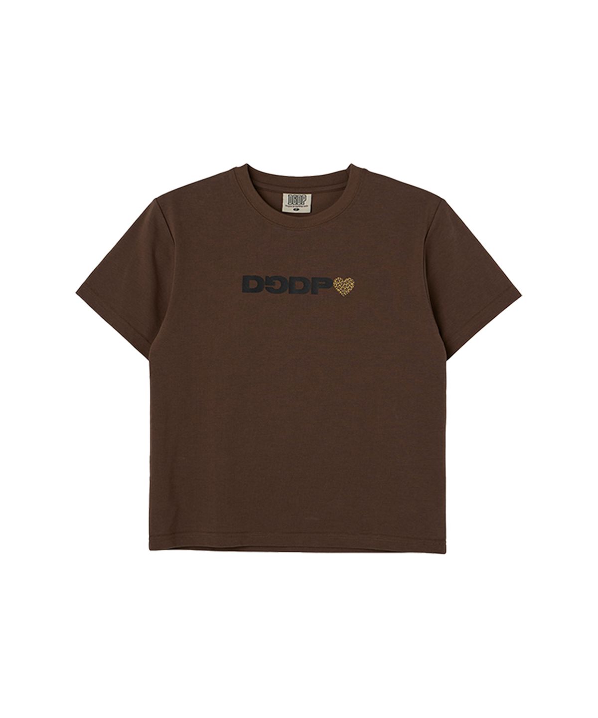 댕글드랍(DANGLEDROP) DGDP 레오파드 하트 세미크롭 반팔_브라운