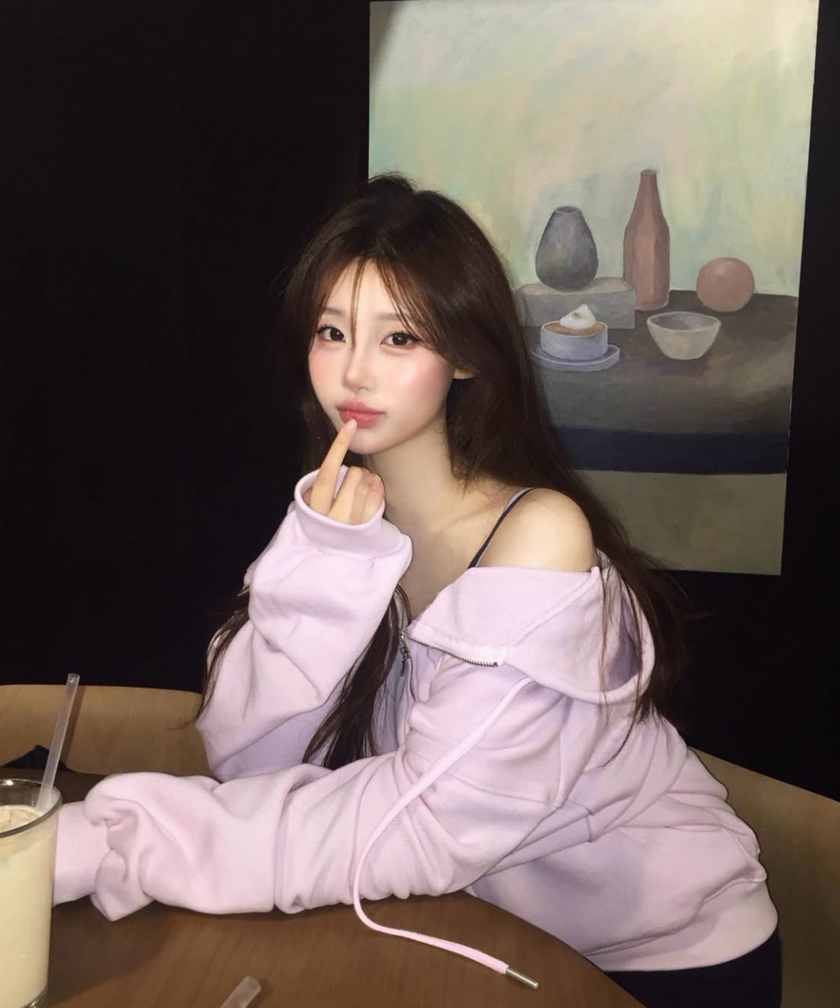 스트라이프마가린(STMG) 마가린 아플리케 루즈 투웨이 지퍼 후드집업 핑크