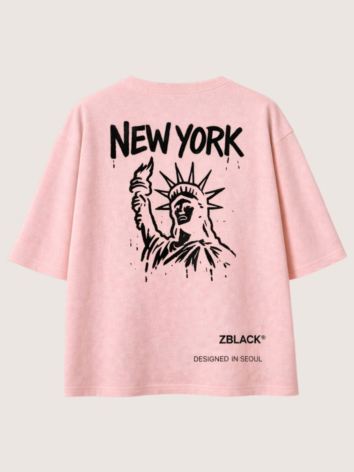 지블랙(ZBLACK) 패션위크 시티 뉴욕 7부 티셔츠(PINK)