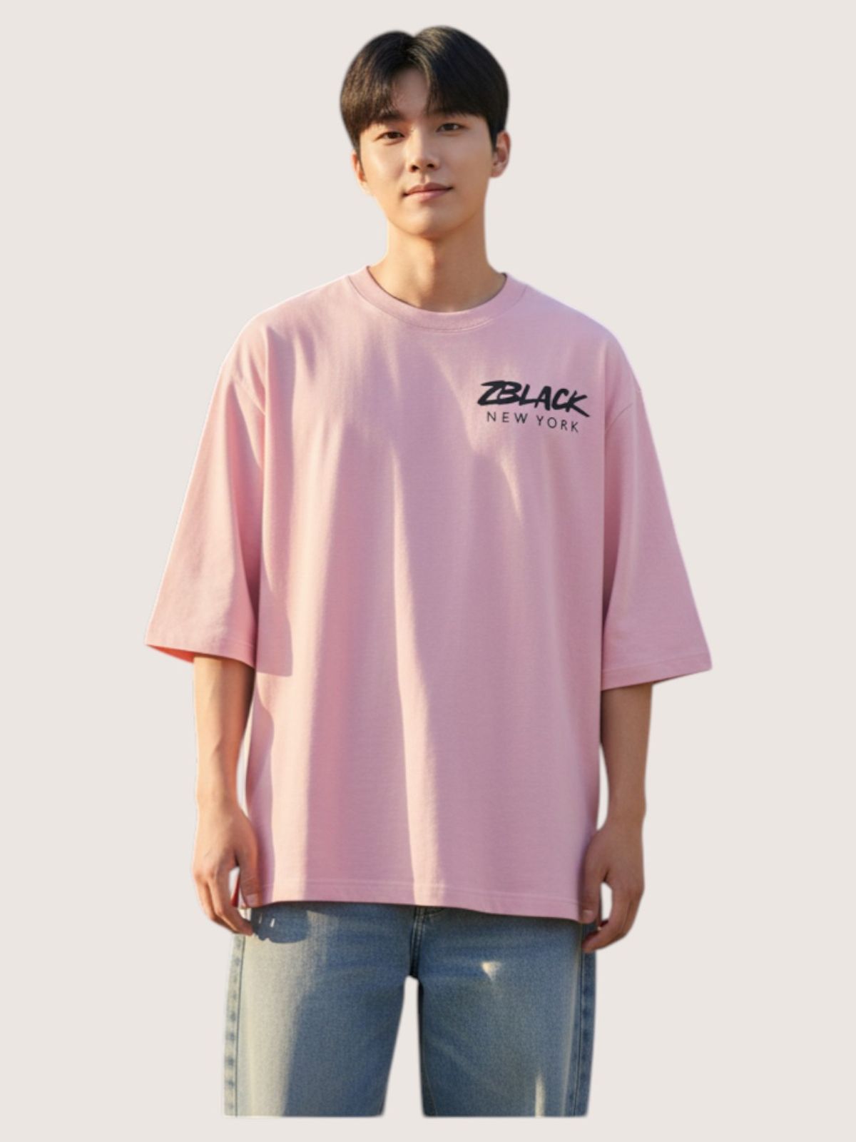지블랙(ZBLACK) 패션위크 시티 뉴욕 7부 티셔츠(PINK)