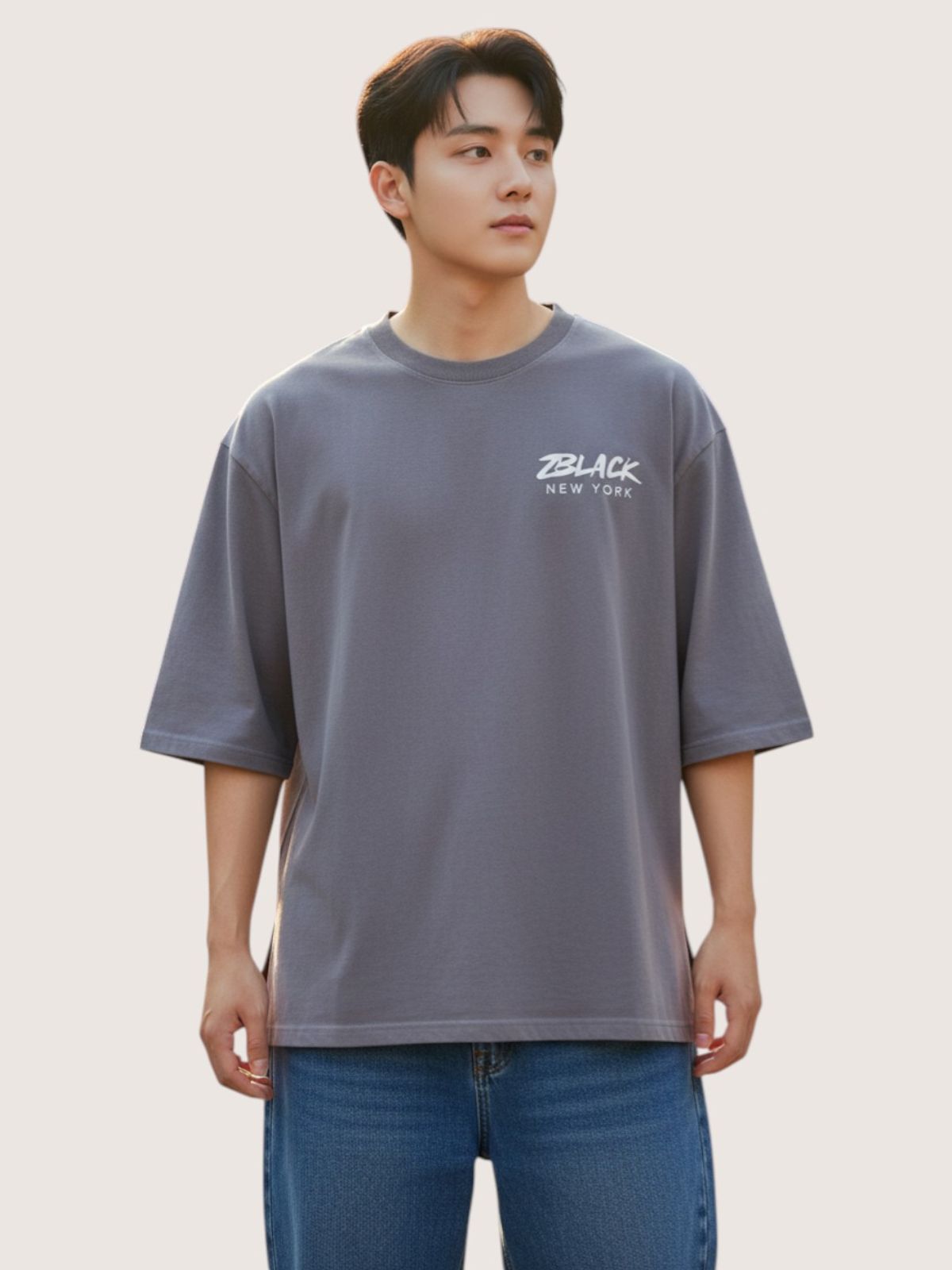 지블랙(ZBLACK) 패션위크 시티 뉴욕 7부 티셔츠(BEIGE)