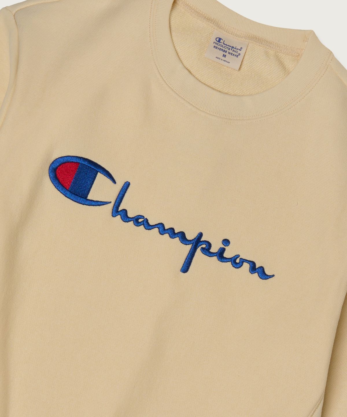 챔피온(CHAMPION) 여성 리버스위브 빅 로고 크롭 스웨트셔츠 Beige