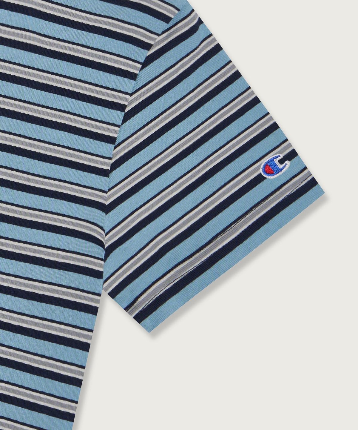챔피온(CHAMPION) 여성 C로고 스트라이프 티셔츠 Blue
