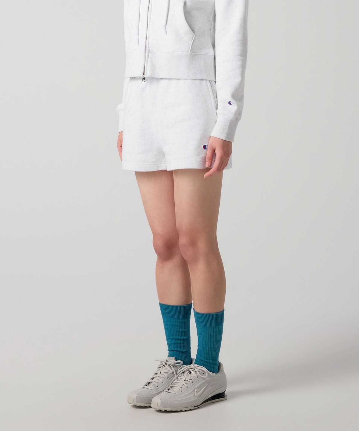 챔피온(CHAMPION) 여성 C로고 스웨트 쇼츠 Light Grey
