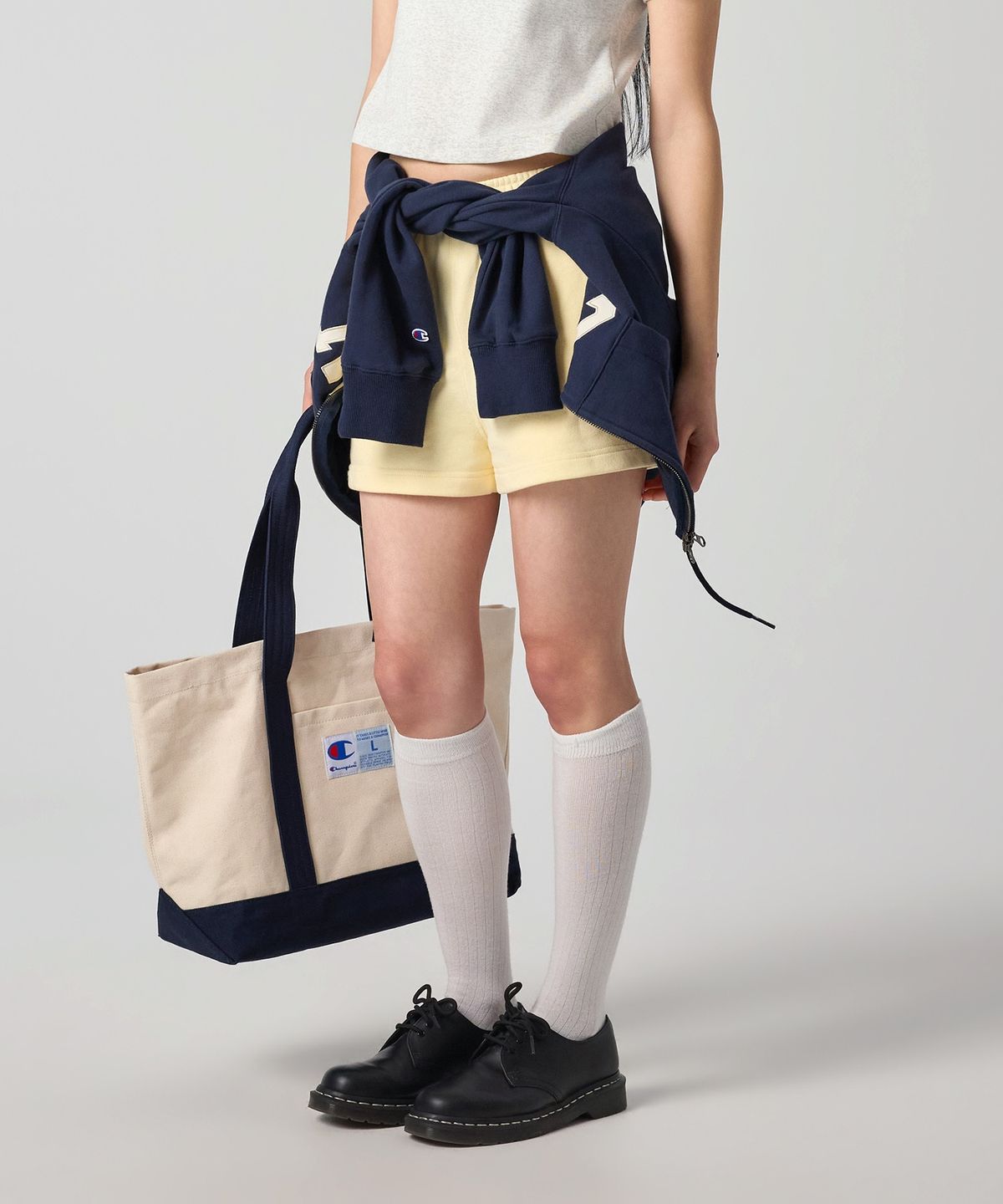 챔피온(CHAMPION) 여성 C로고 스웨트 쇼츠 Cream