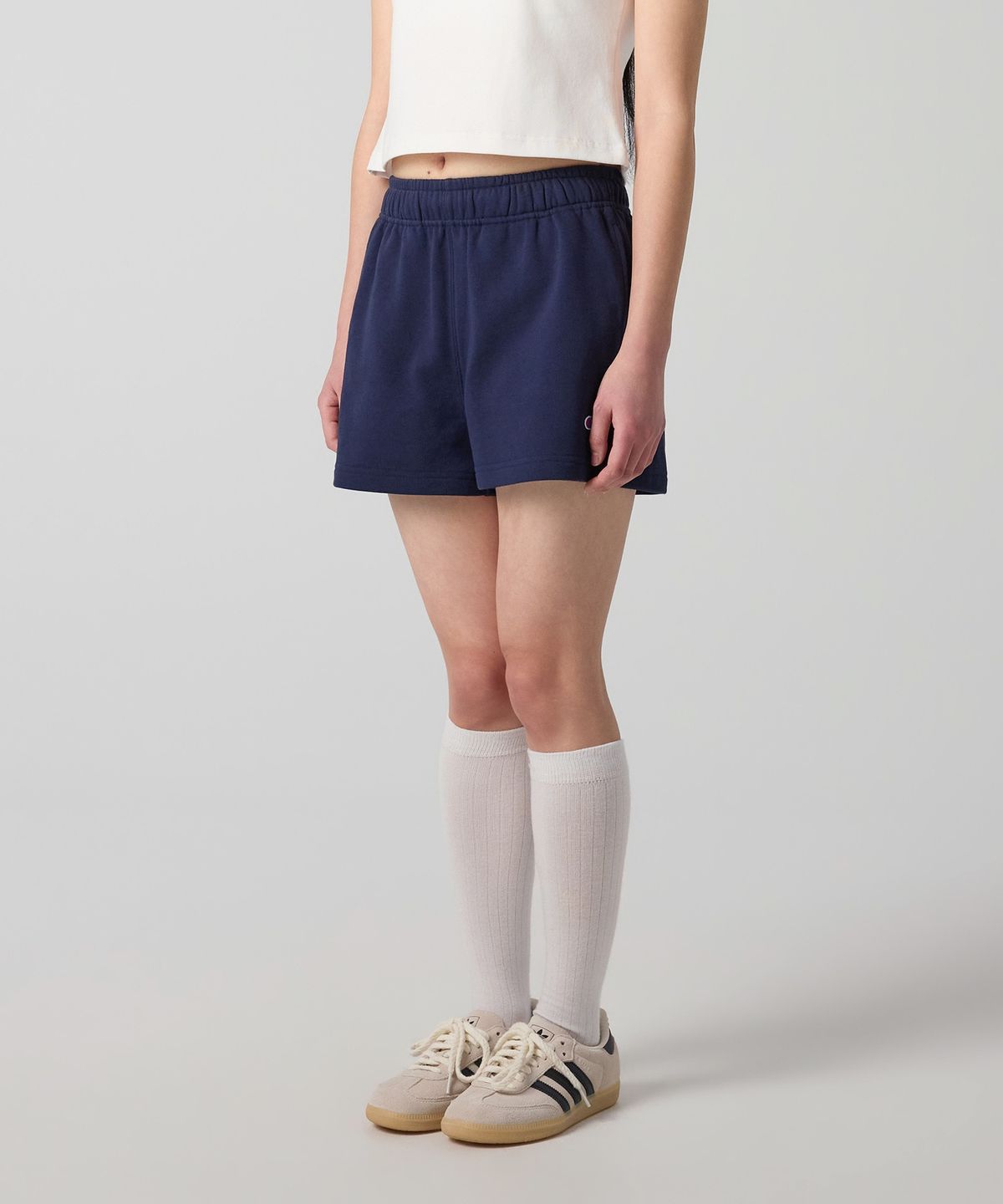챔피온(CHAMPION) 여성 C로고 스웨트 쇼츠 Navy