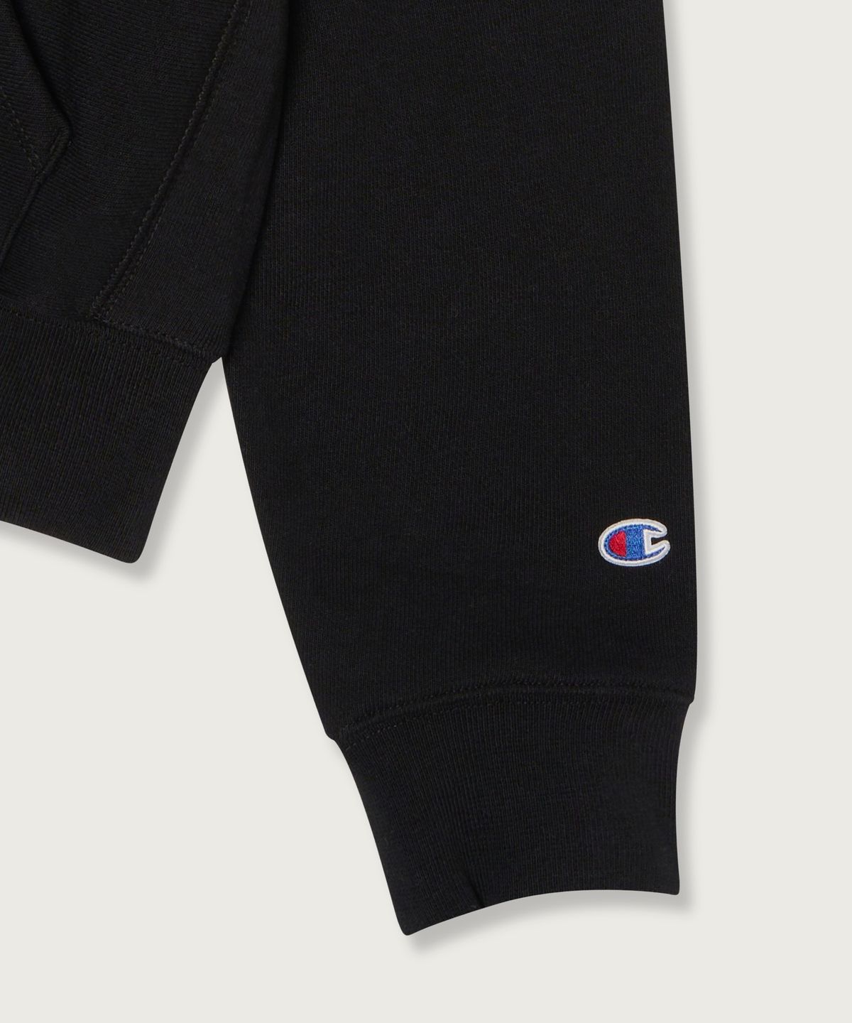 챔피온(CHAMPION) 여성 리버스위브 빅 로고 크롭 후드 집업 Black