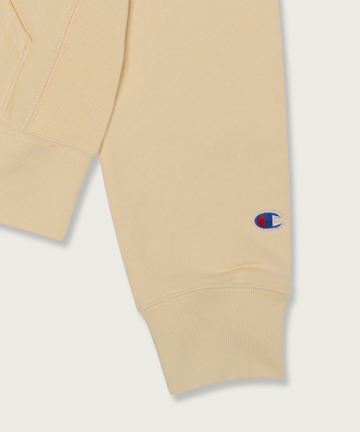 챔피온(CHAMPION) 여성 리버스위브 빅 로고 크롭 후드 집업 Beige