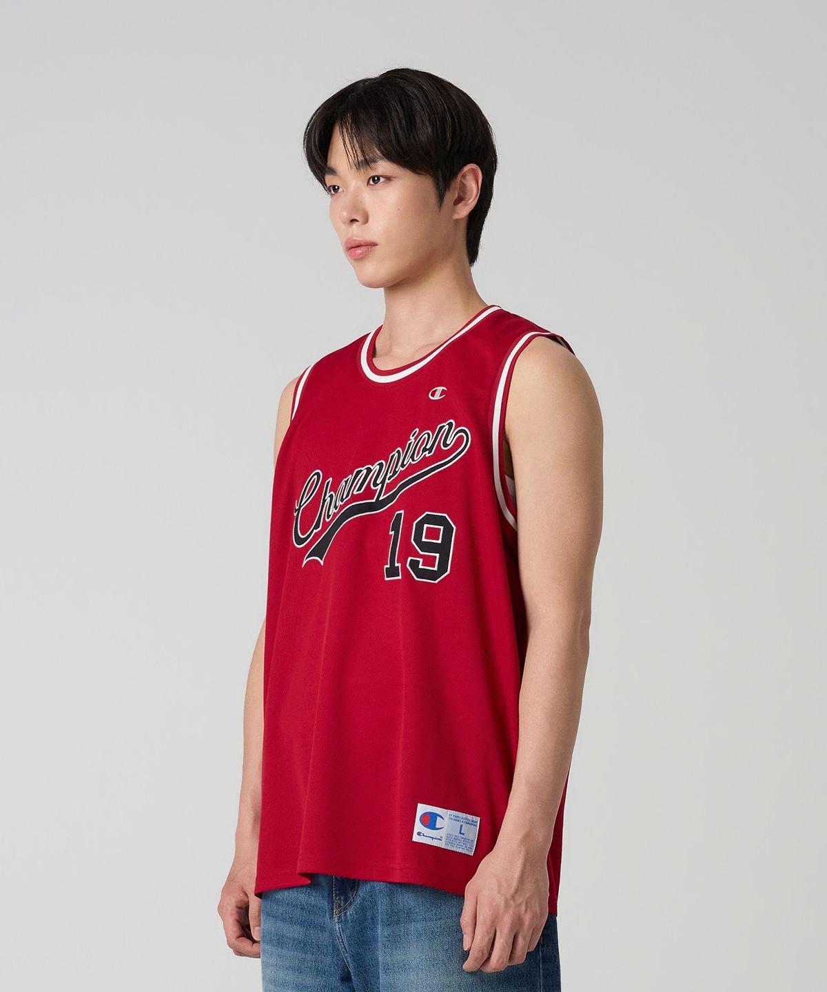 챔피온(CHAMPION) 바스켓볼 조그택 슬리브리스 Red