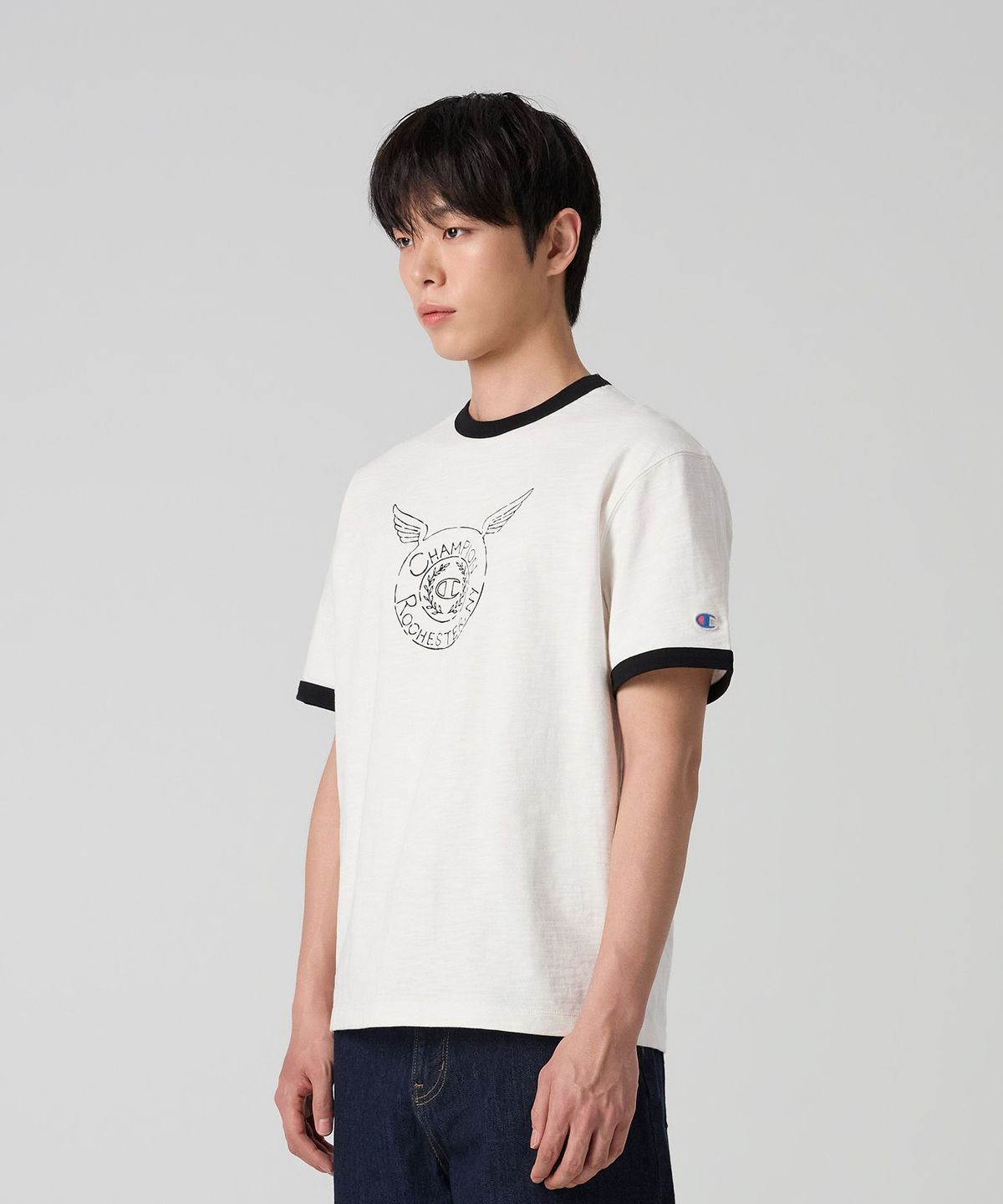 챔피온(CHAMPION) 헤리티지 로체스터 링거 티셔츠 White