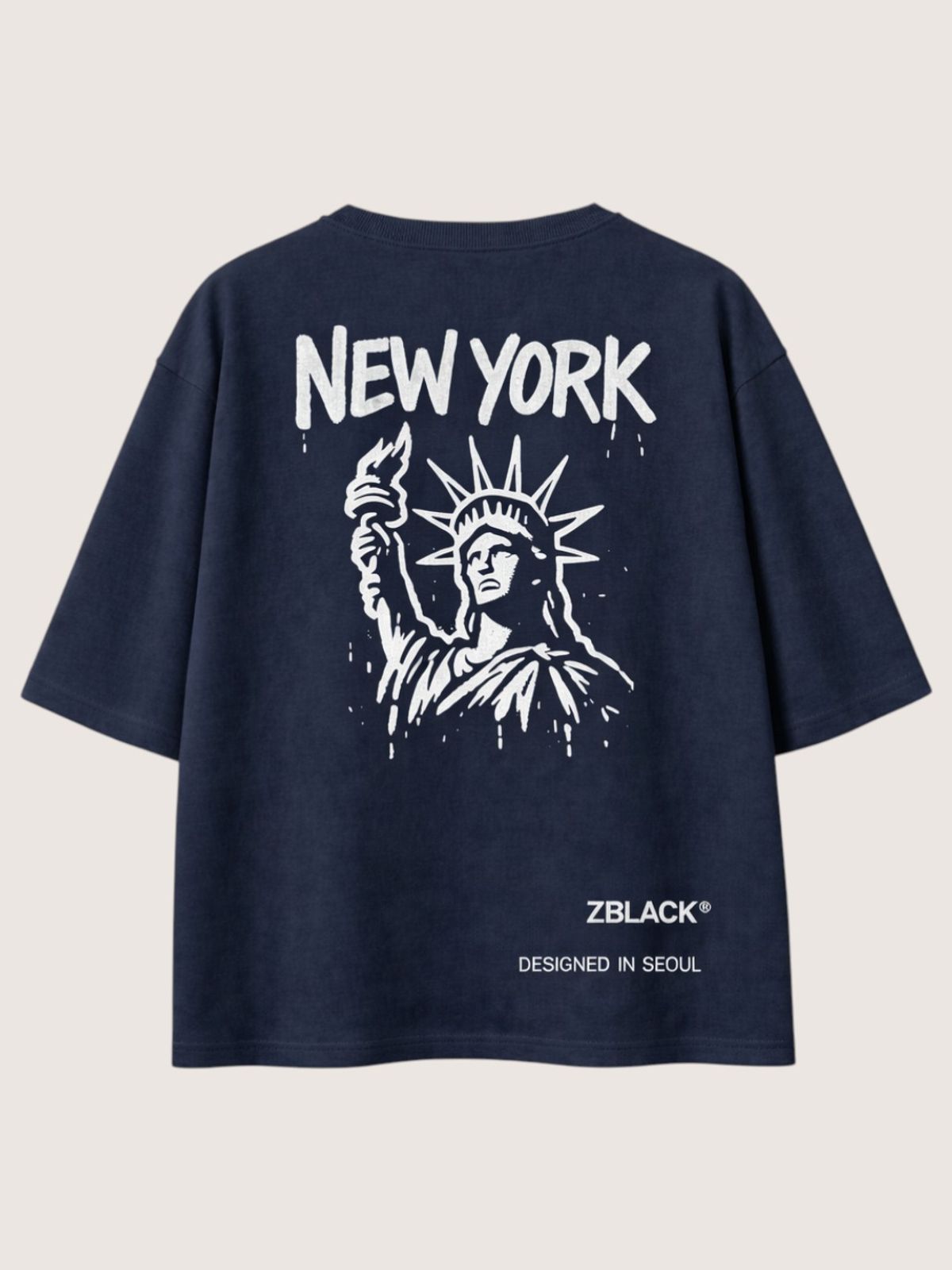 지블랙(ZBLACK) 패션위크 시티 뉴욕 7부 티셔츠(NAVY)