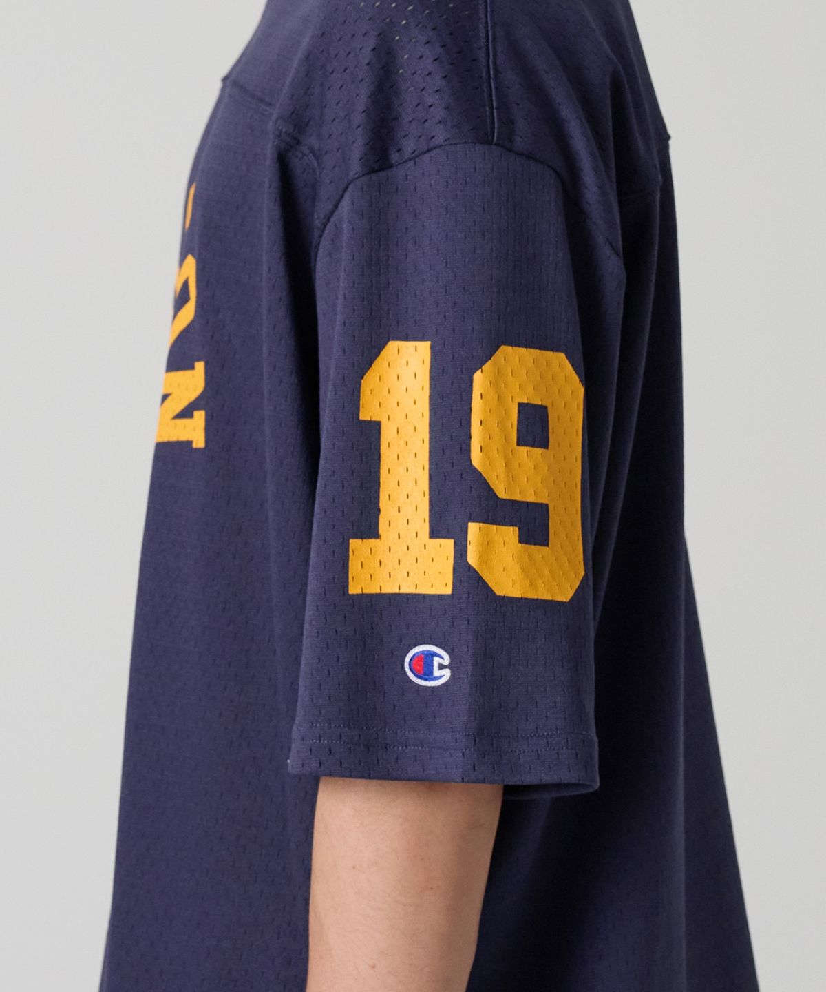 챔피온(CHAMPION) 컬리지 메쉬 풋볼 저지 티셔츠 Navy