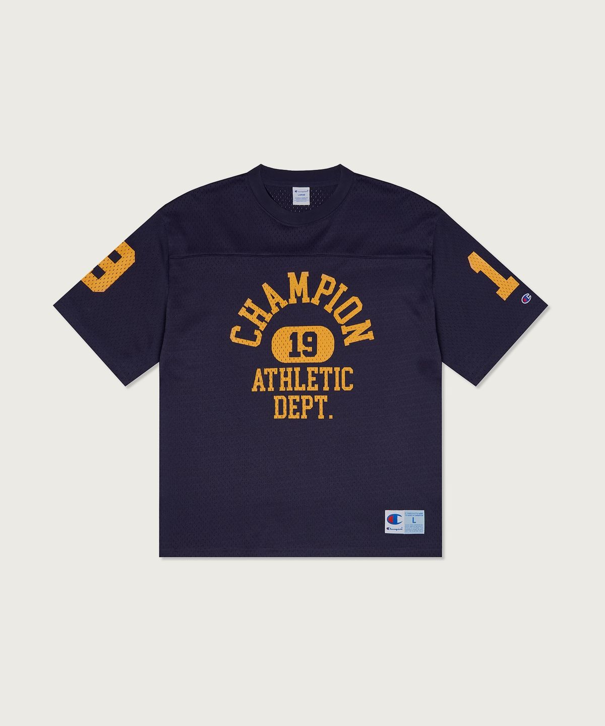 챔피온(CHAMPION) 컬리지 메쉬 풋볼 저지 티셔츠 Navy