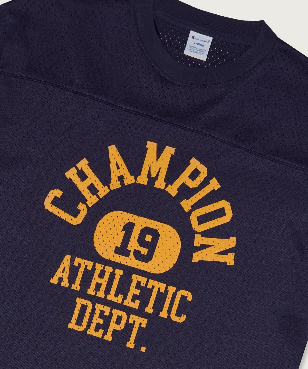 챔피온(CHAMPION) 컬리지 메쉬 풋볼 저지 티셔츠 Navy