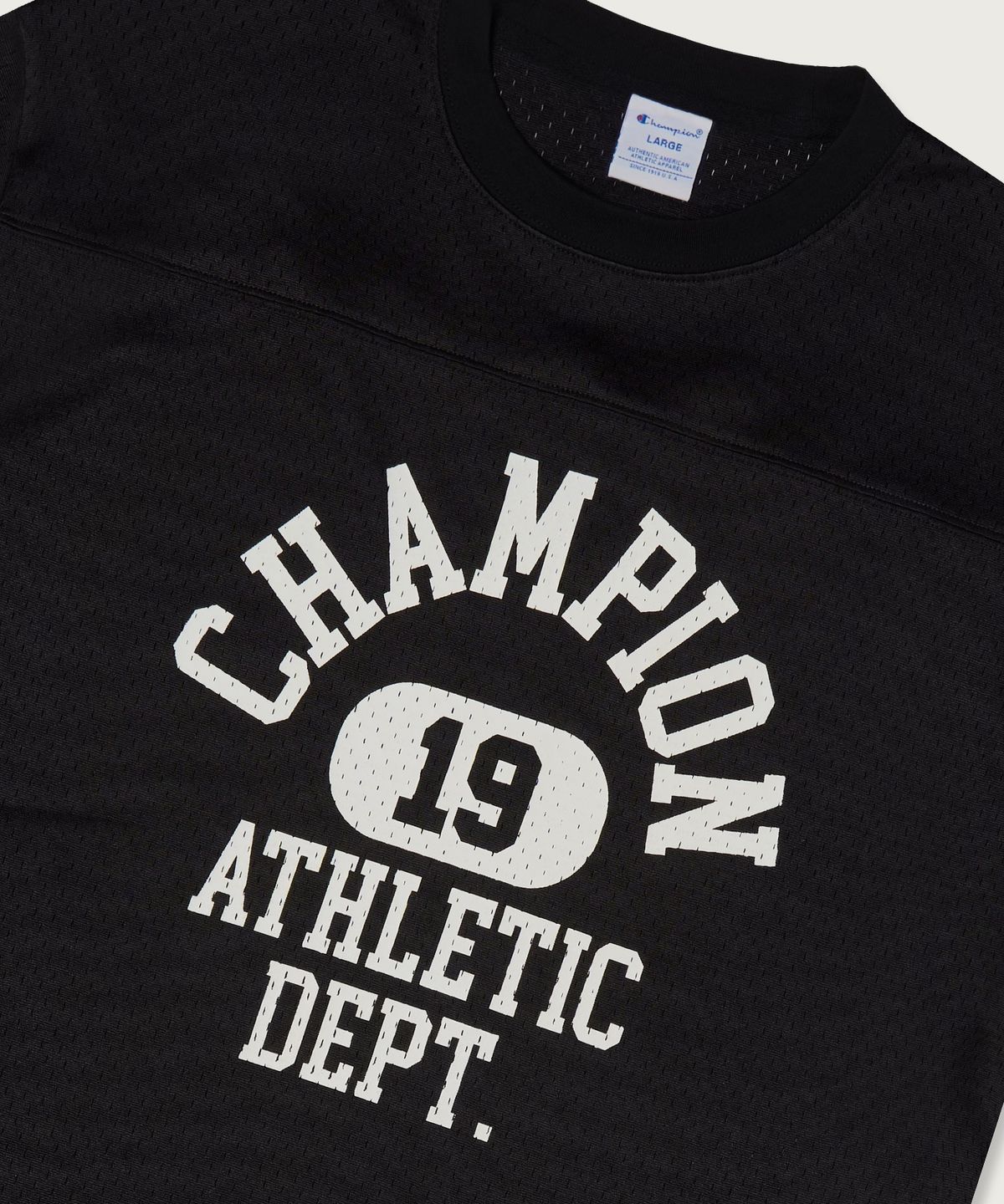 챔피온(CHAMPION) 컬리지 메쉬 풋볼 저지 티셔츠 Black