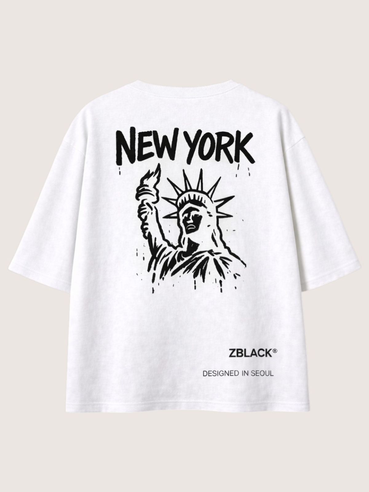 지블랙(ZBLACK) 패션위크 시티 뉴욕 7부 티셔츠(WHITE)