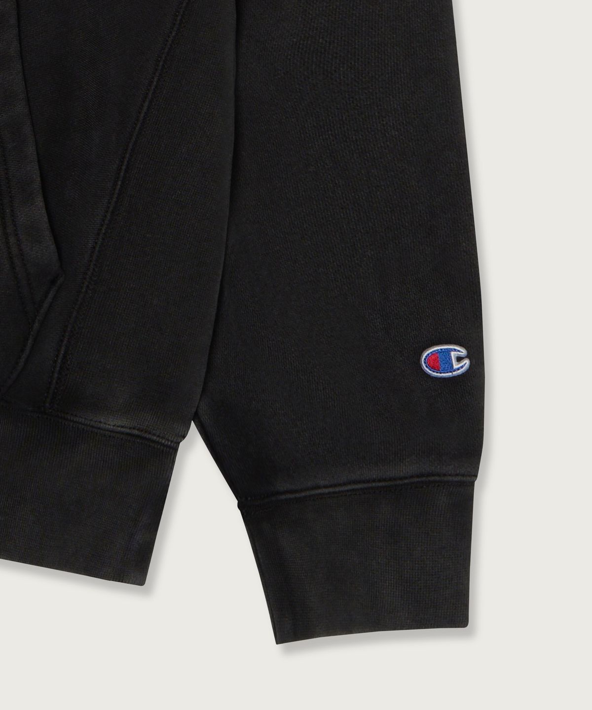 챔피온(CHAMPION) 리버스위브 루즈핏 컬리지 후드 티셔츠 Black