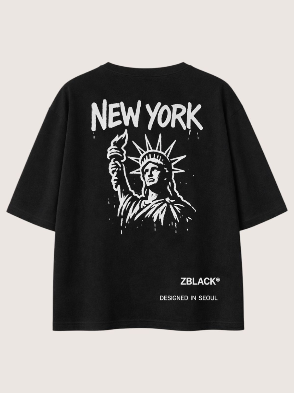 지블랙(ZBLACK) 패션위크 시티 뉴욕 7부 티셔츠(BLACK)