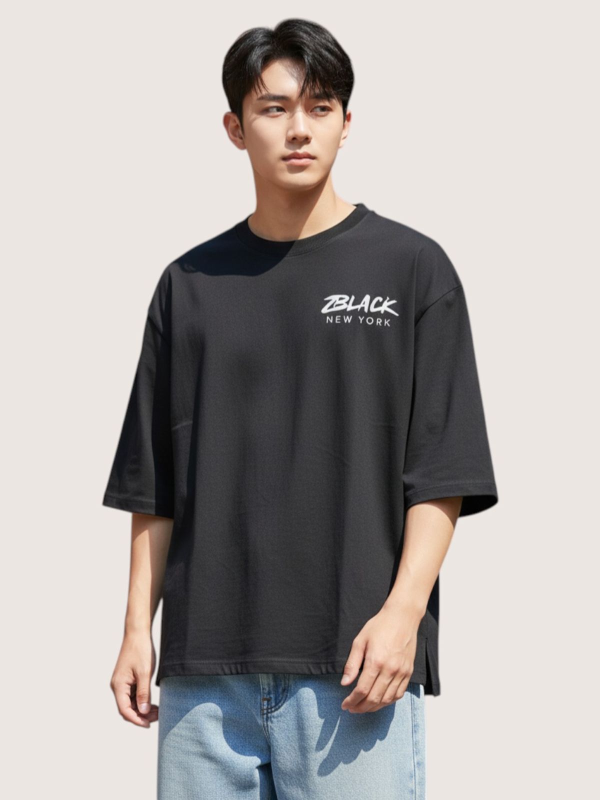 지블랙(ZBLACK) 패션위크 시티 뉴욕 7부 티셔츠(BLACK)