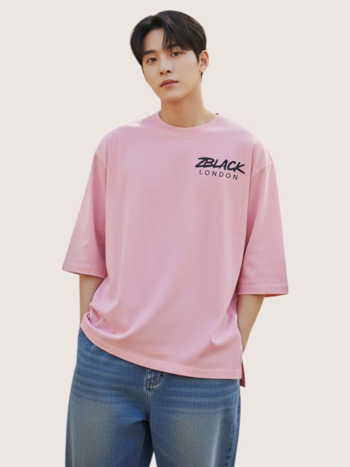 지블랙(ZBLACK) 패션위크 시티 런던 7부 티셔츠(PINK)