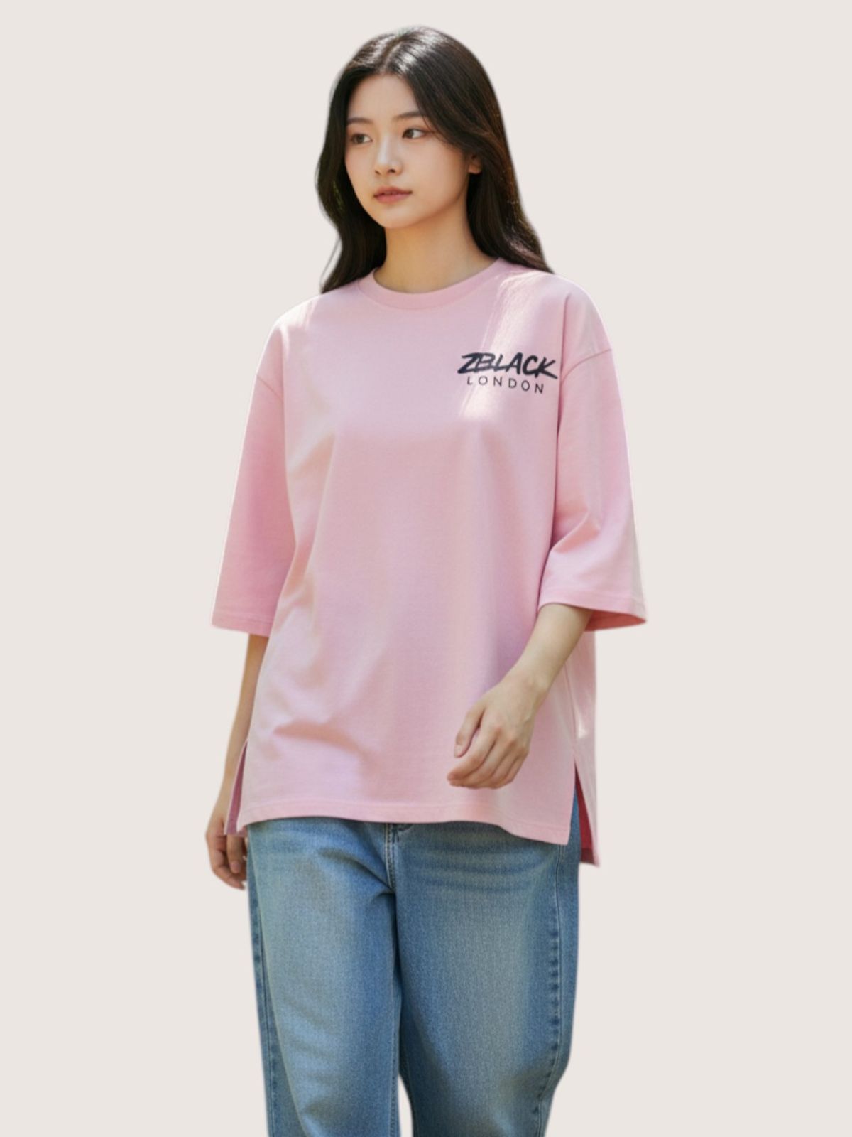 지블랙(ZBLACK) 패션위크 시티 런던 7부 티셔츠(PINK)