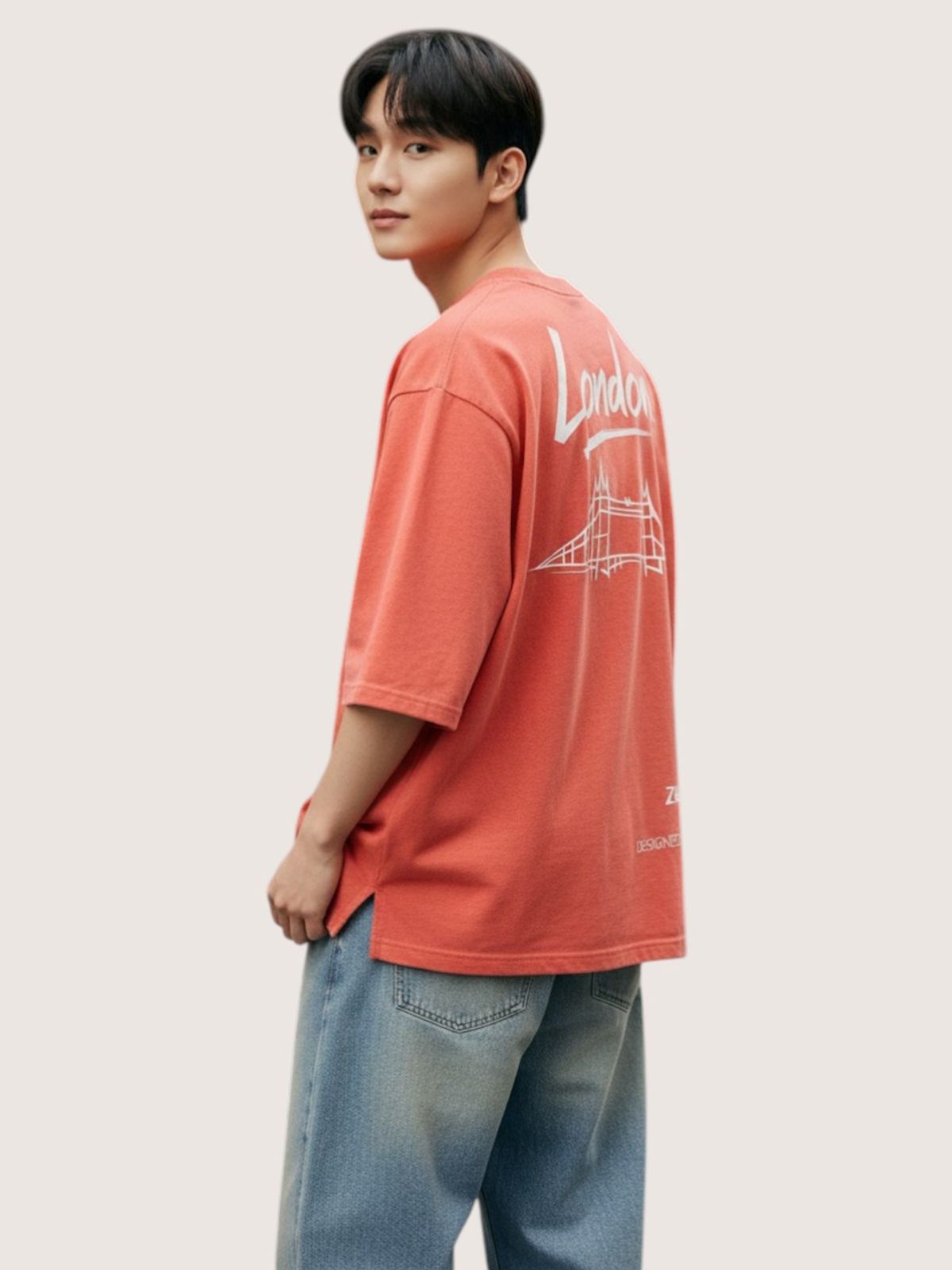 지블랙(ZBLACK) 패션위크 시티 런던 7부 티셔츠(CORAL)