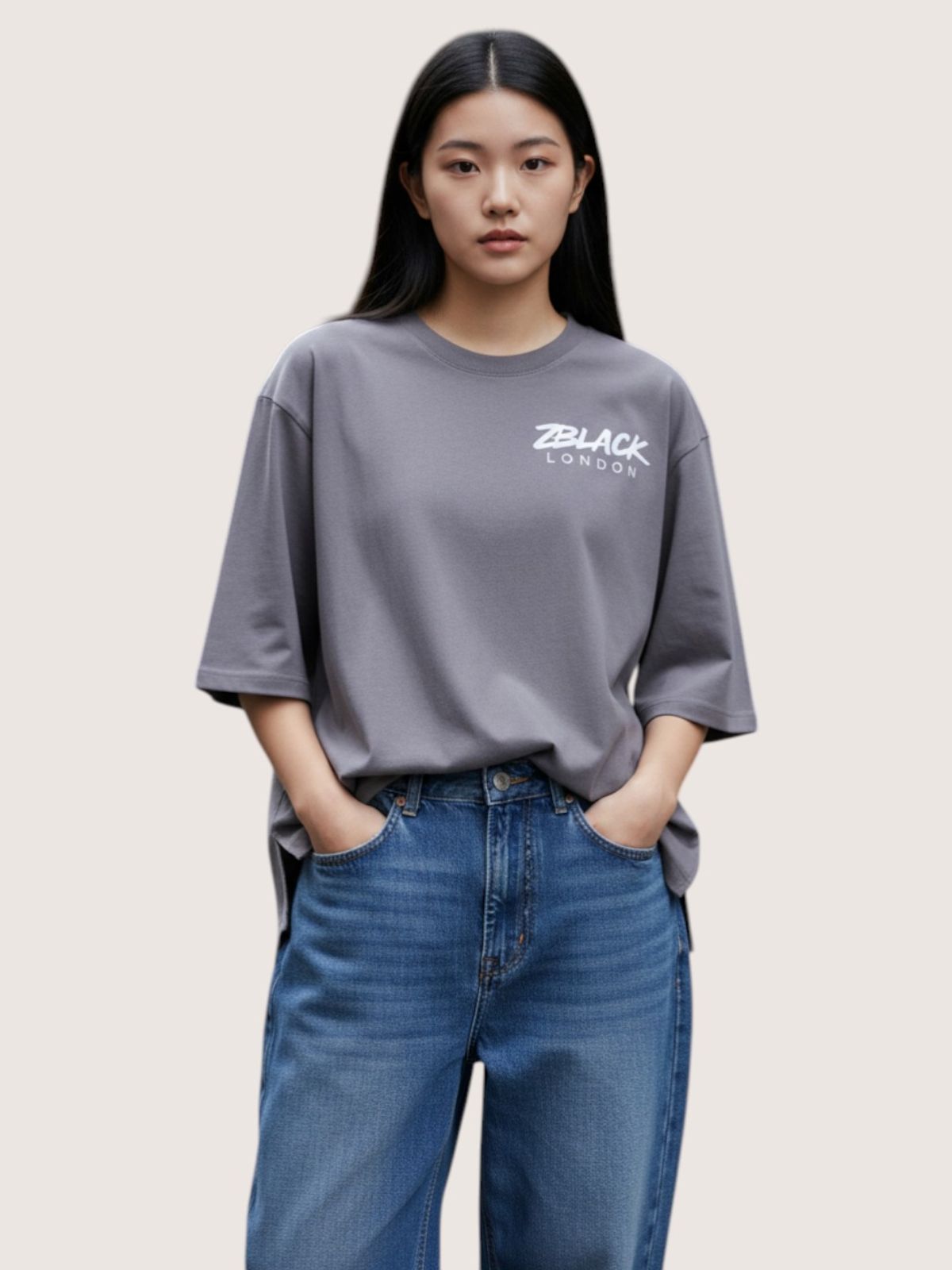 지블랙(ZBLACK) 패션위크 시티 런던 7부 티셔츠(BEIGE)