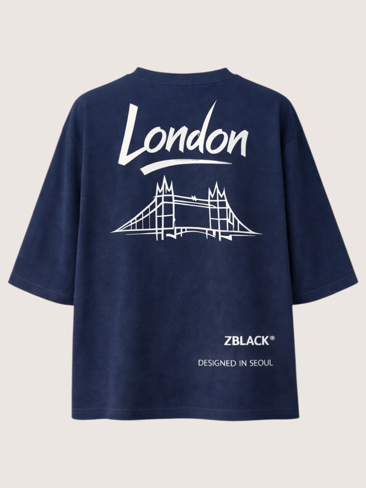 지블랙(ZBLACK) 패션위크 시티 런던 7부 티셔츠(NAVY)
