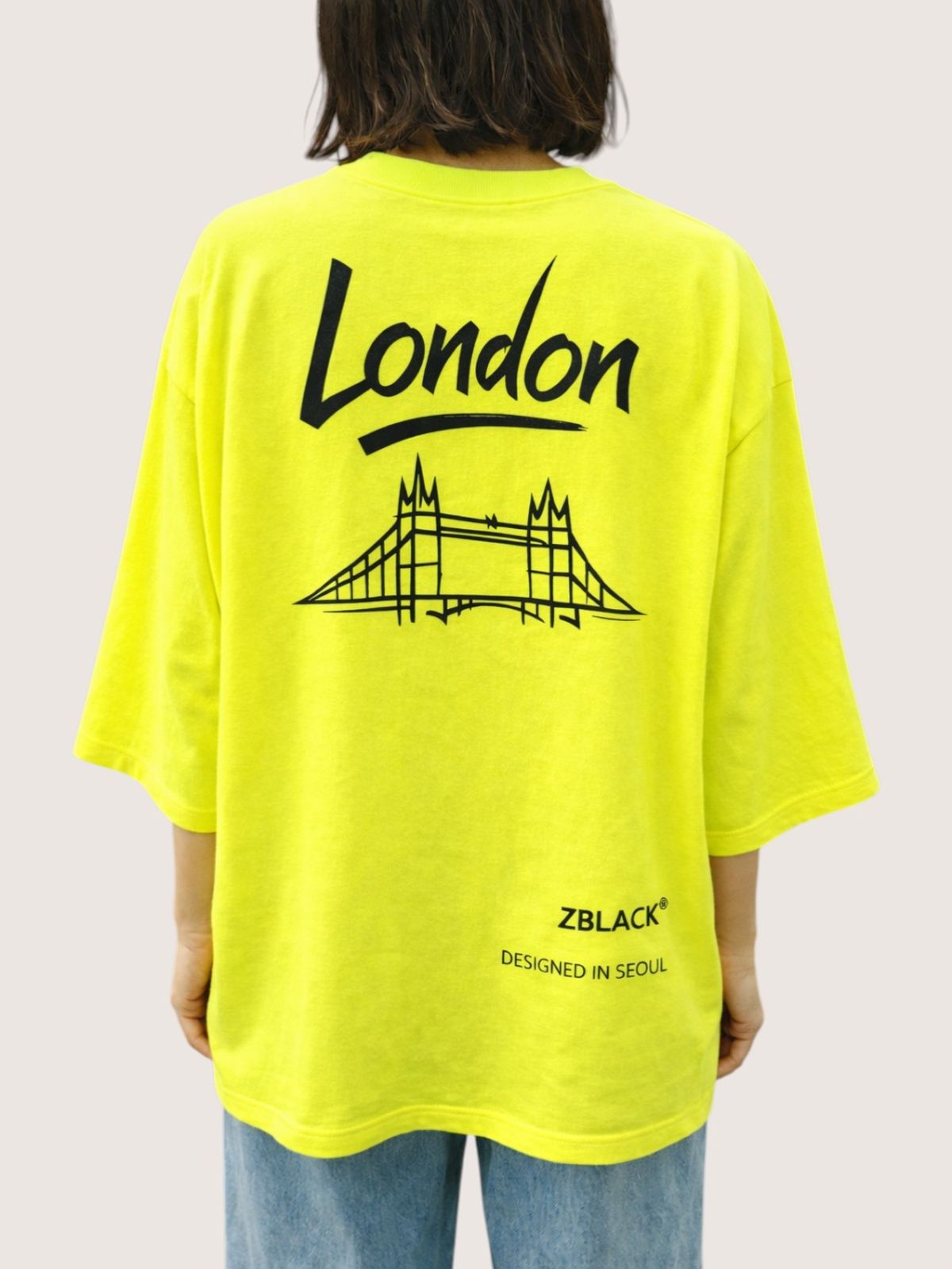 지블랙(ZBLACK) 패션위크 시티 런던 7부 티셔츠(NEON YELLOW)