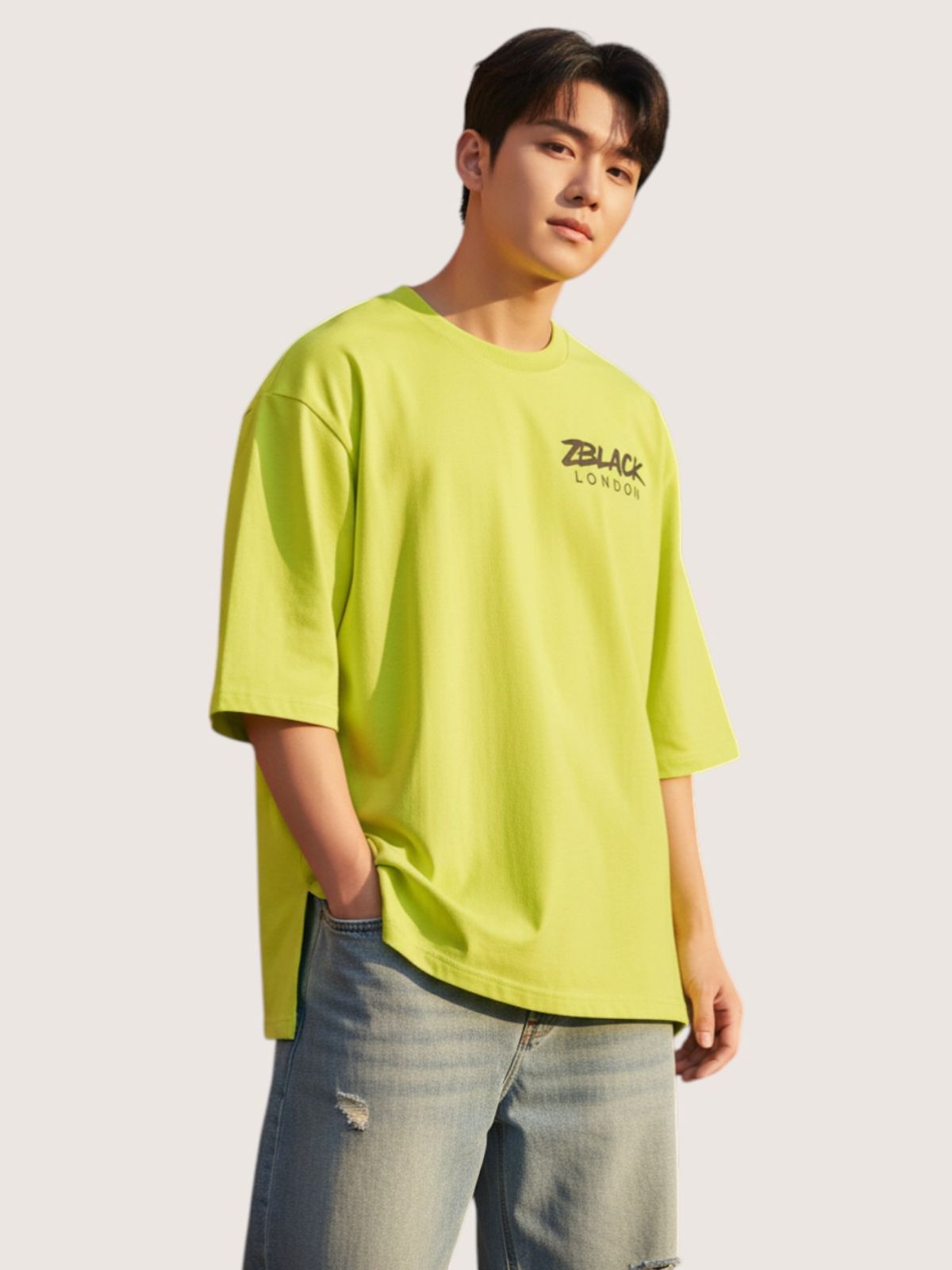 지블랙(ZBLACK) 패션위크 시티 런던 7부 티셔츠(NEON YELLOW)